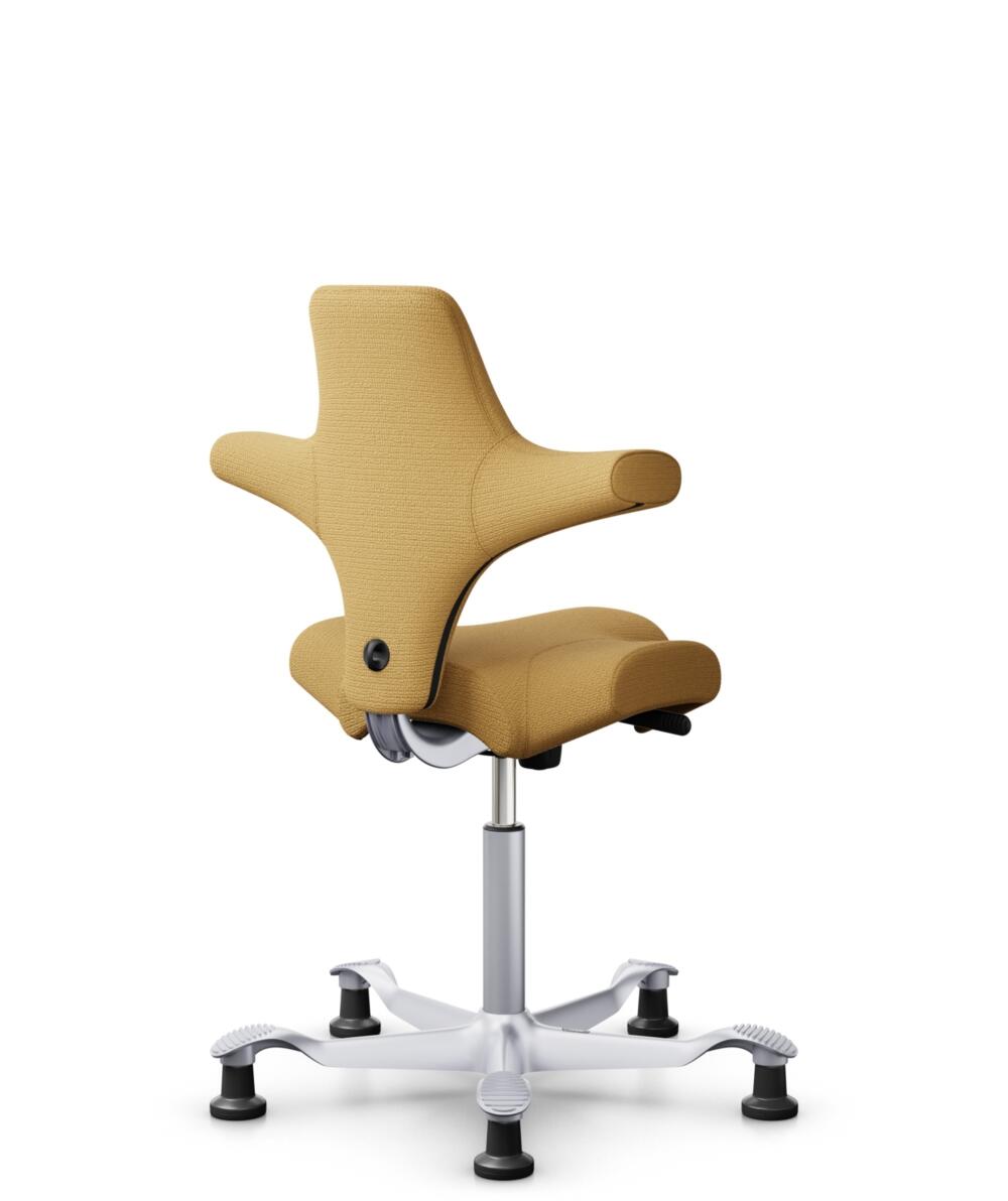 HÅG Capisco 8106 - Sirdal (GU) - Wol - SRD320 - Ochre - Framekleur - Zilver - Gasveer - 265 mm (Zithoogte 53-79cm) - Vloercontact - Glijdoppen - Voetenring - Nee, geen voetenring - Voetster - Nee, voetster in framekleur - 3
