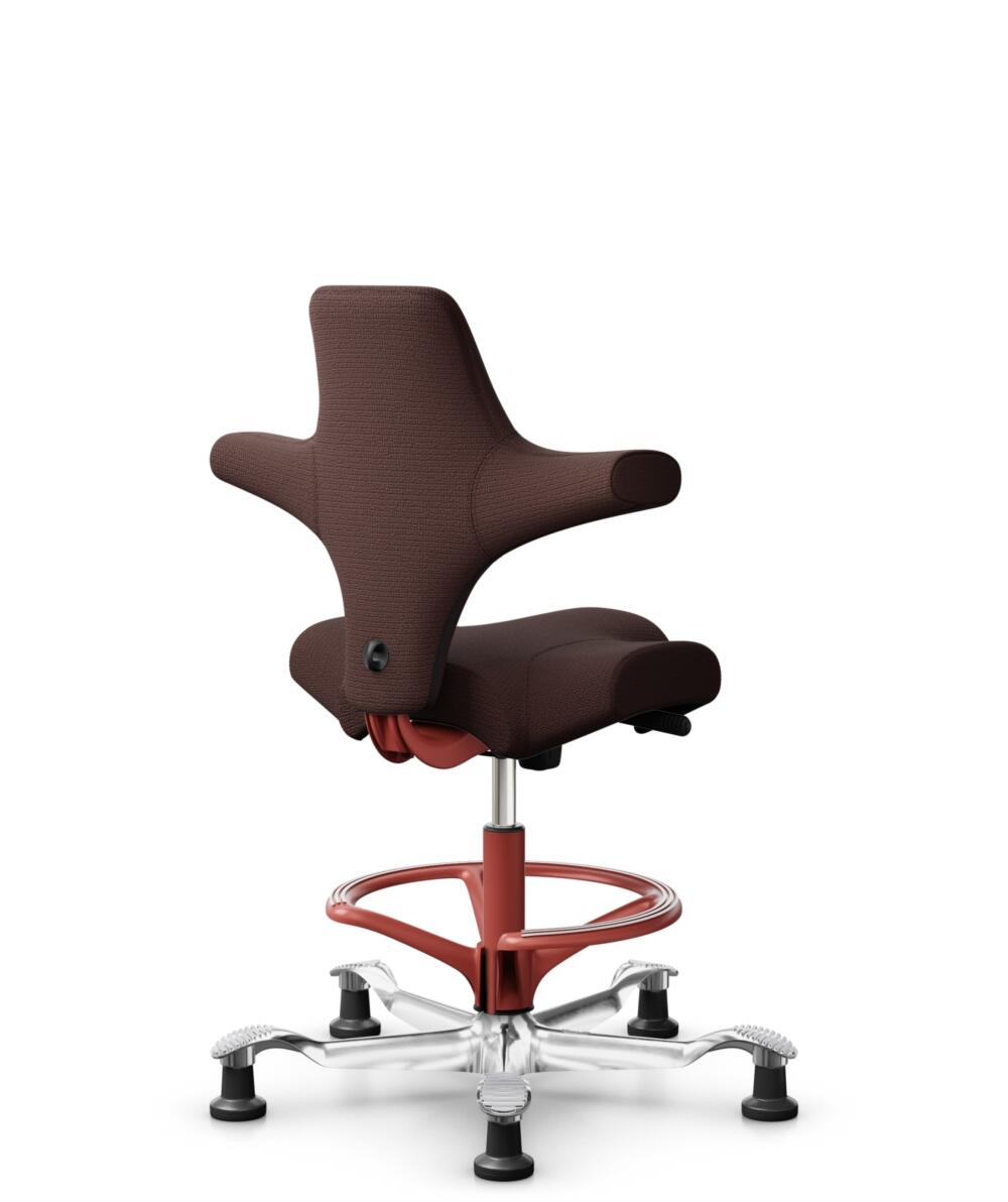 HÅG Capisco 8106 - Sirdal (GU) - Wol - SRD480 - Chestnut - Framekleur - Blush Rose - Gasveer - 200 mm (Zithoogte 46-64cm) - Vloercontact - Glijdoppen - Voetenring - Ja, in framekleur - Voetster - Ja, voetster in gepolijst aluminium - 3