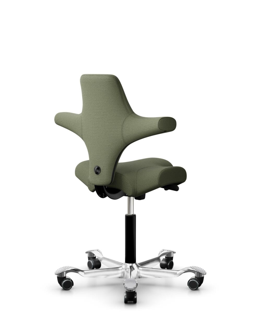 HÅG Capisco 8106 - Sirdal (GU) - Wol - SRD960 - Green - Framekleur - Zwart - Gasveer - 150 mm (Zithoogte 40-55cm) - Vloercontact - Harde wielen t.b.v. zachte vloeren - Voetenring - Nee, geen voetenring - Voetster - Ja, voetster in gepolijst aluminium - 3