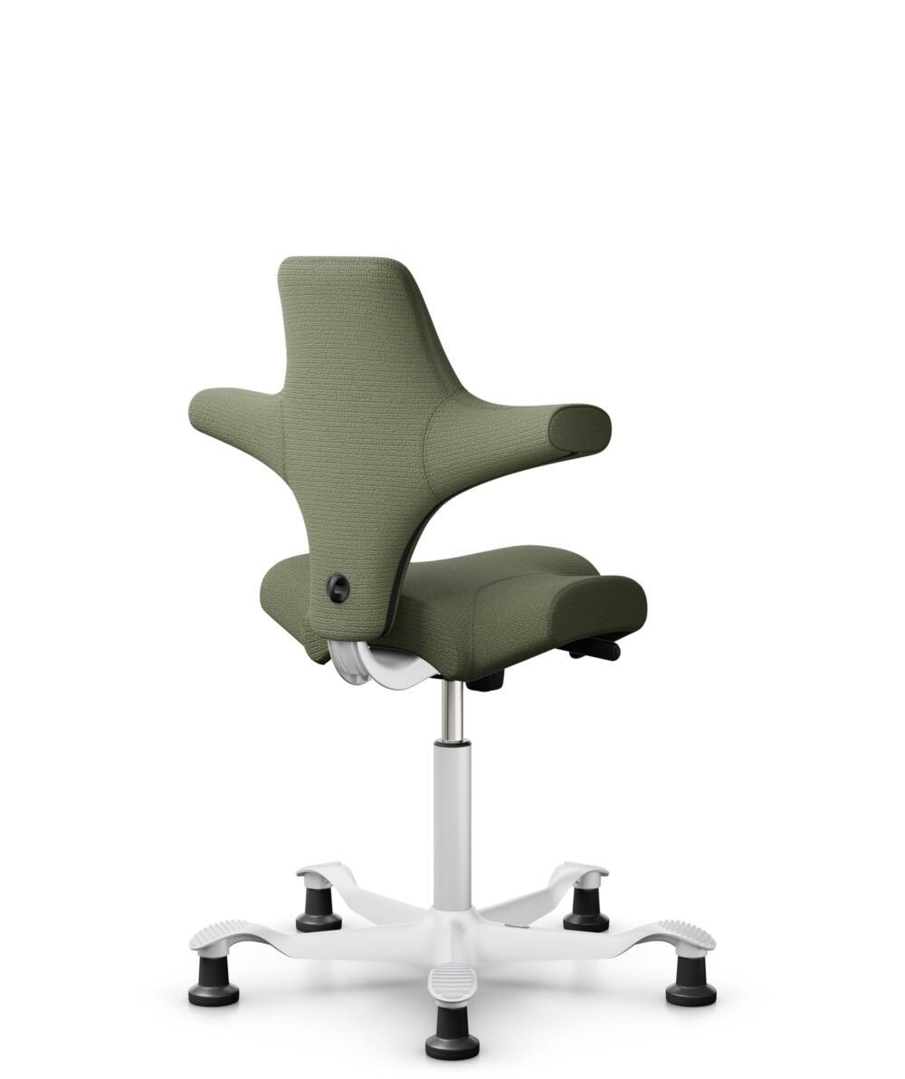 HÅG Capisco 8106 - Sirdal (GU) - Wol - SRD960 - Green - Framekleur - Wit - Gasveer - 150 mm (Zithoogte 40-55cm) - Vloercontact - Glijdoppen - Voetenring - Nee, geen voetenring - Voetster - Nee, voetster in framekleur - 3