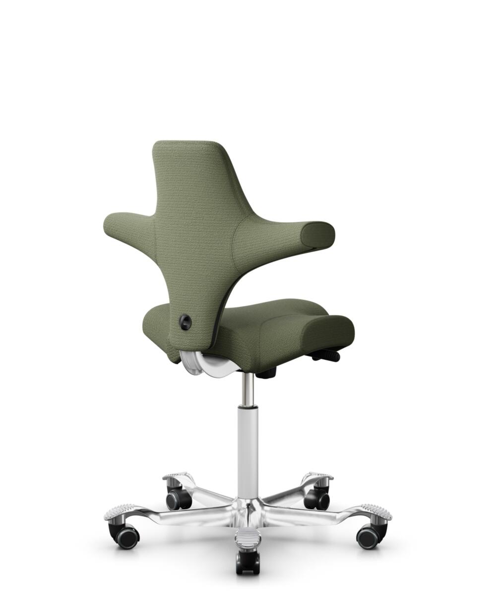 HÅG Capisco 8106 - Sirdal (GU) - Wol - SRD960 - Green - Framekleur - Wit - Gasveer - 200 mm (Zithoogte 46-64cm) - Vloercontact - Zachte wielen t.b.v. harde vloeren - Voetenring - Nee, geen voetenring - Voetster - Ja, voetster in gepolijst aluminium - 3