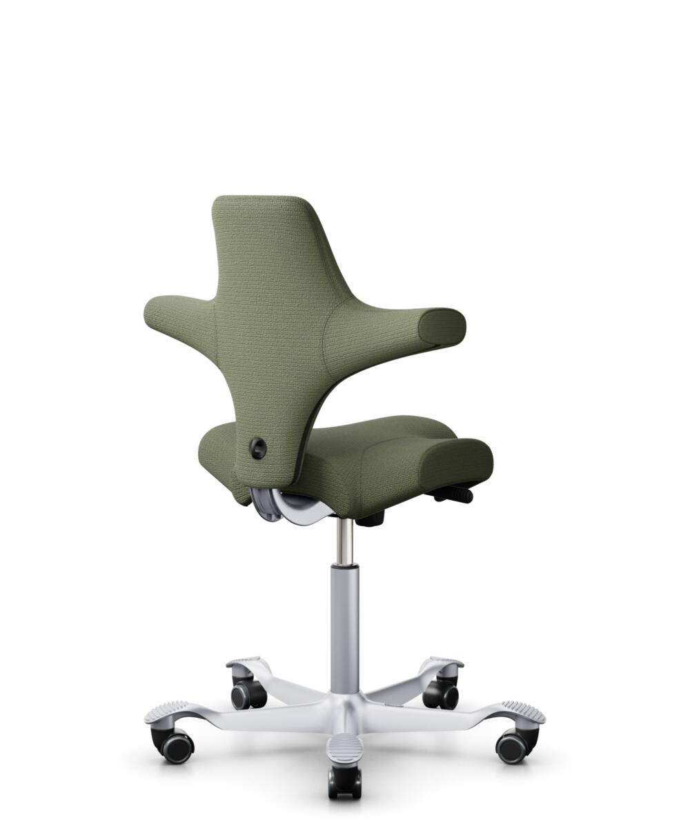 HÅG Capisco 8106 - Sirdal (GU) - Wol - SRD960 - Green - Framekleur - Zilver - Gasveer - 200 mm (Zithoogte 46-64cm) - Vloercontact - Zachte wielen t.b.v. harde vloeren - Voetenring - Nee, geen voetenring - Voetster - Nee, voetster in framekleur - 3
