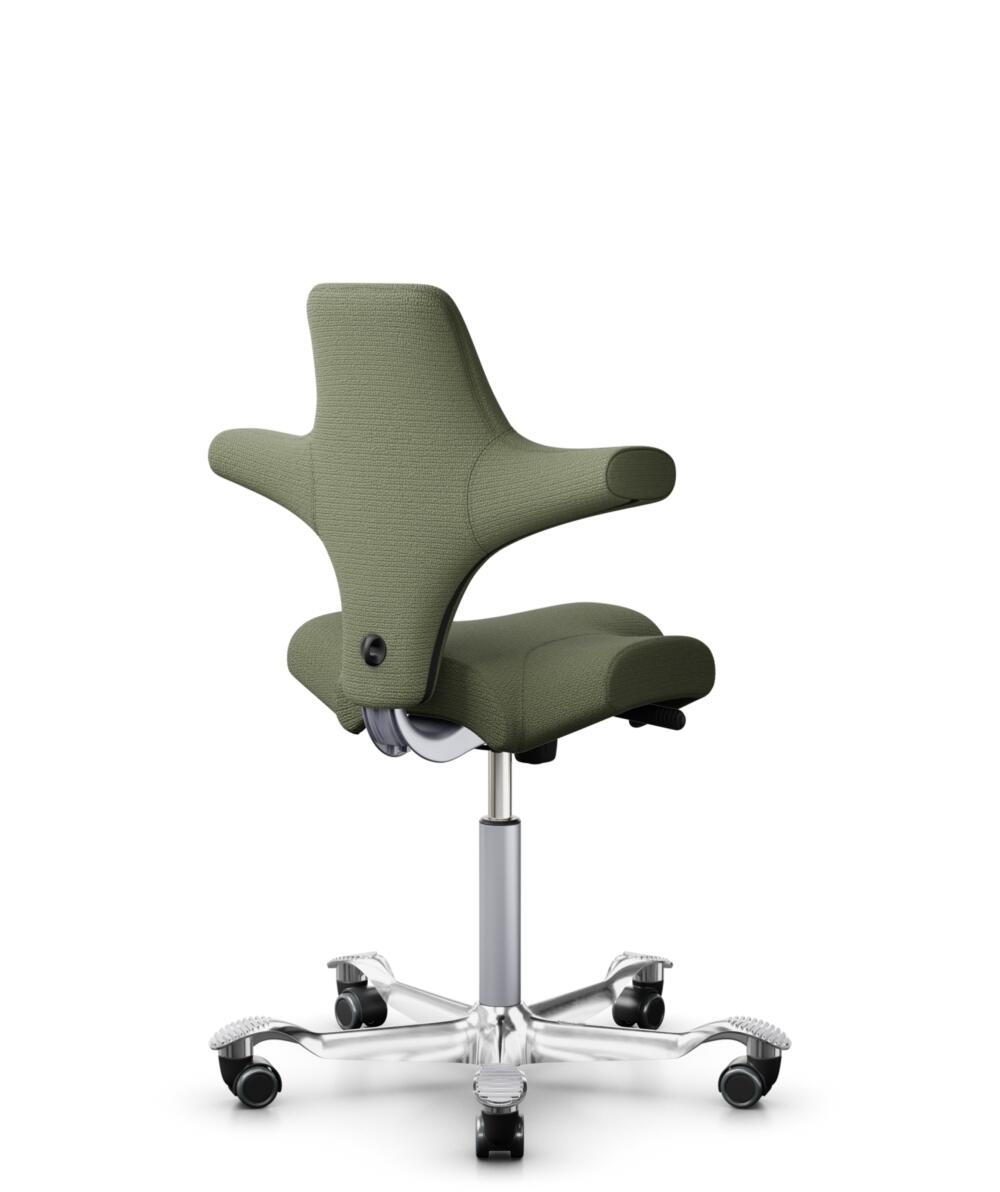 HÅG Capisco 8106 - Sirdal (GU) - Wol - SRD960 - Green - Framekleur - Zilver - Gasveer - 200 mm (Zithoogte 46-64cm) - Vloercontact - Zachte wielen t.b.v. harde vloeren - Voetenring - Nee, geen voetenring - Voetster - Ja, voetster in gepolijst aluminium - 3