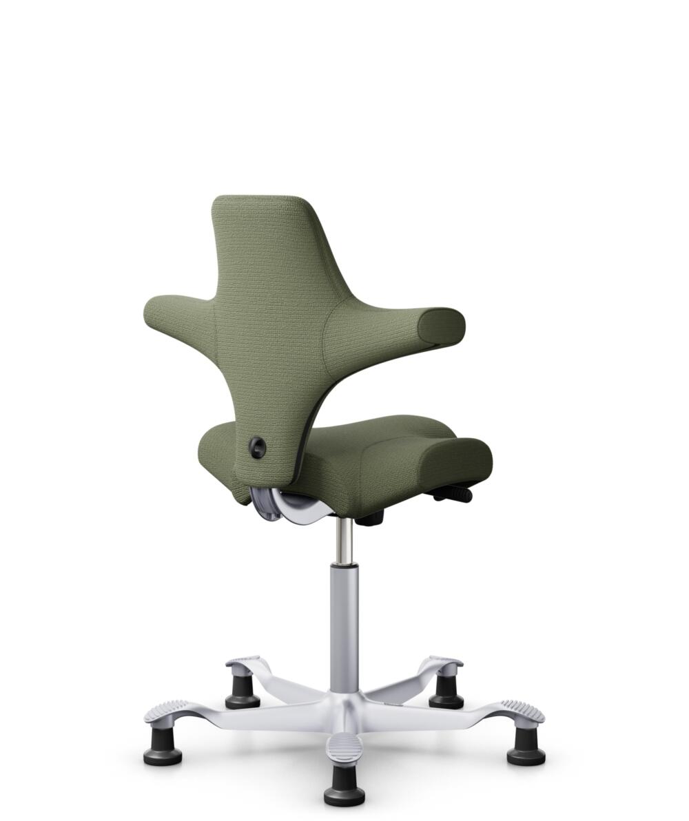 HÅG Capisco 8106 - Sirdal (GU) - Wol - SRD960 - Green - Framekleur - Zilver - Gasveer - 200 mm (Zithoogte 46-64cm) - Vloercontact - Glijdoppen - Voetenring - Nee, geen voetenring - Voetster - Nee, voetster in framekleur - 3