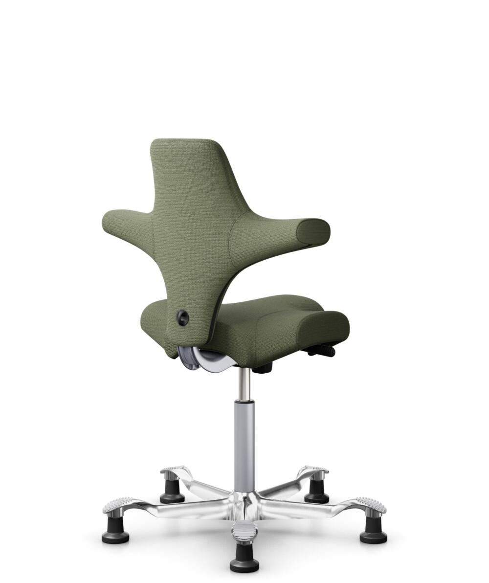 HÅG Capisco 8106 - Sirdal (GU) - Wol - SRD960 - Green - Framekleur - Zilver - Gasveer - 200 mm (Zithoogte 46-64cm) - Vloercontact - Glijdoppen - Voetenring - Nee, geen voetenring - Voetster - Ja, voetster in gepolijst aluminium - 3