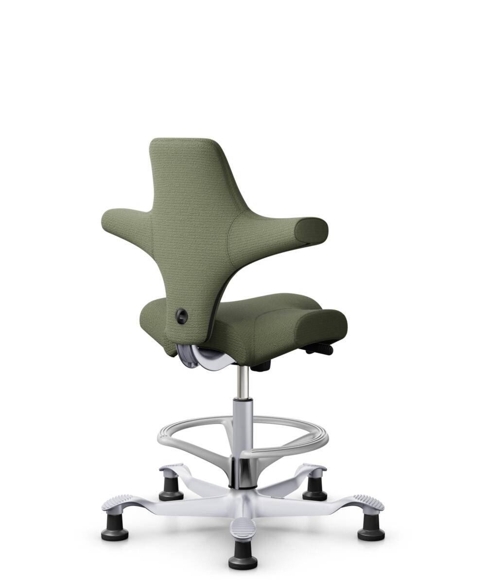 HÅG Capisco 8106 - Sirdal (GU) - Wol - SRD960 - Green - Framekleur - Zilver - Gasveer - 200 mm (Zithoogte 46-64cm) - Vloercontact - Glijdoppen - Voetenring - Ja, in framekleur - Voetster - Nee, voetster in framekleur - 3