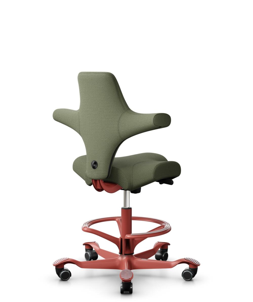 HÅG Capisco 8106 - Sirdal (GU) - Wol - SRD960 - Green - Framekleur - Blush Rose - Gasveer - 200 mm (Zithoogte 46-64cm) - Vloercontact - Zachte wielen t.b.v. harde vloeren - Voetenring - Ja, in framekleur - Voetster - Nee, voetster in framekleur - 3