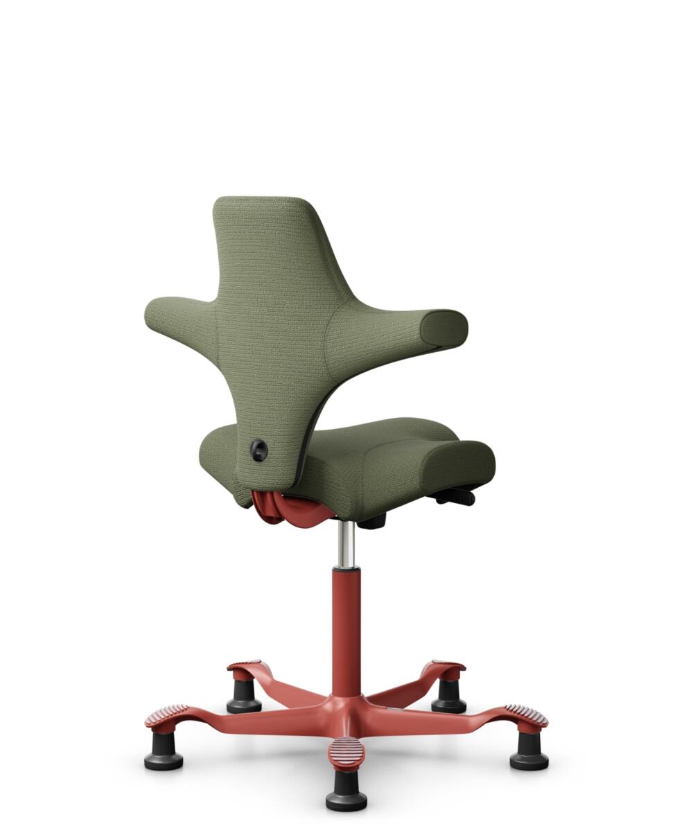 HÅG Capisco 8106 - Sirdal (GU) - Wol - SRD960 - Green - Framekleur - Blush Rose - Gasveer - 200 mm (Zithoogte 46-64cm) - Vloercontact - Glijdoppen - Voetenring - Nee, geen voetenring - Voetster - Nee, voetster in framekleur - 3