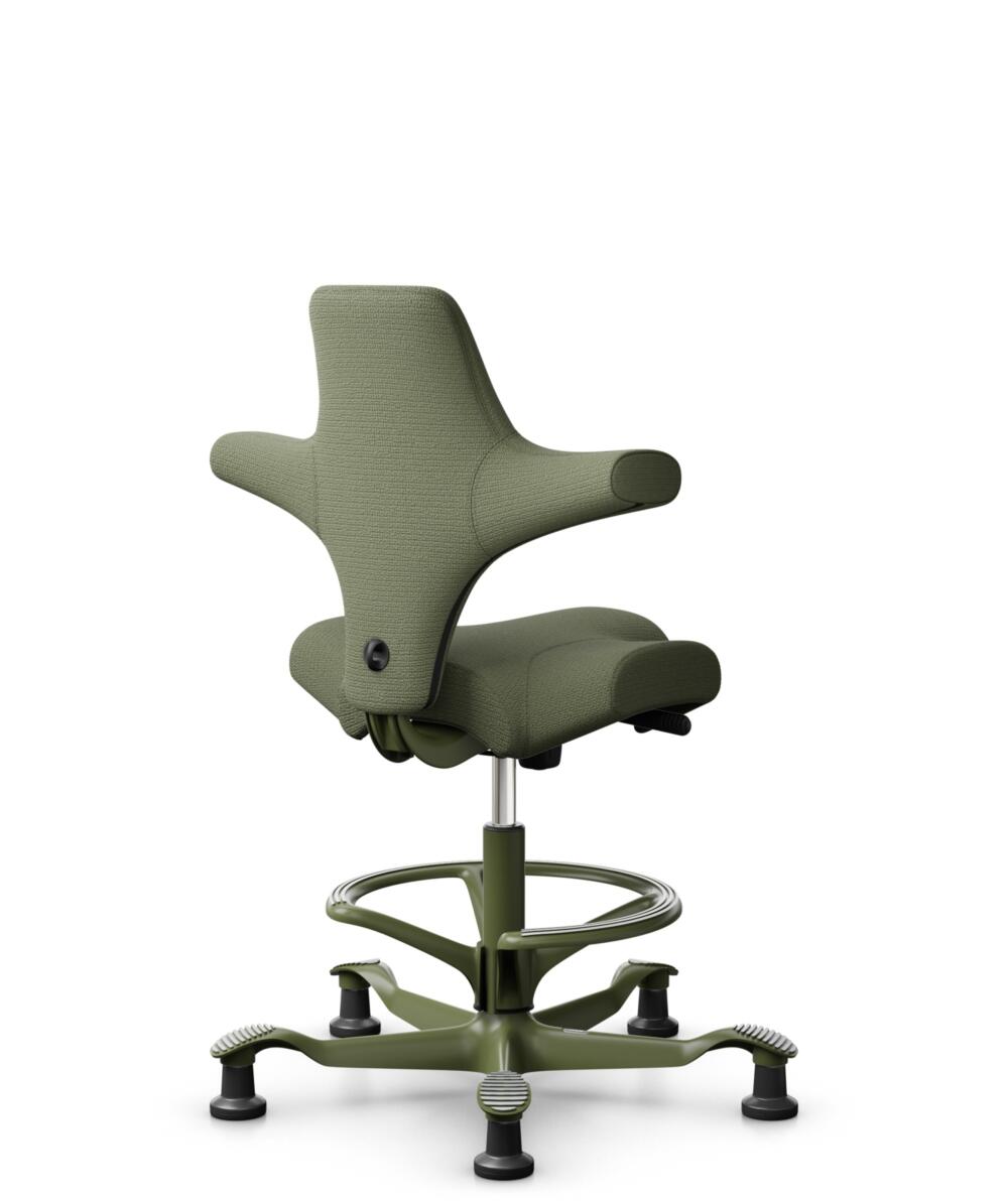 HÅG Capisco 8106 - Sirdal (GU) - Wol - SRD960 - Green - Framekleur - Moss Grey - Gasveer - 200 mm (Zithoogte 46-64cm) - Vloercontact - Glijdoppen - Voetenring - Ja, in framekleur - Voetster - Nee, voetster in framekleur - 3