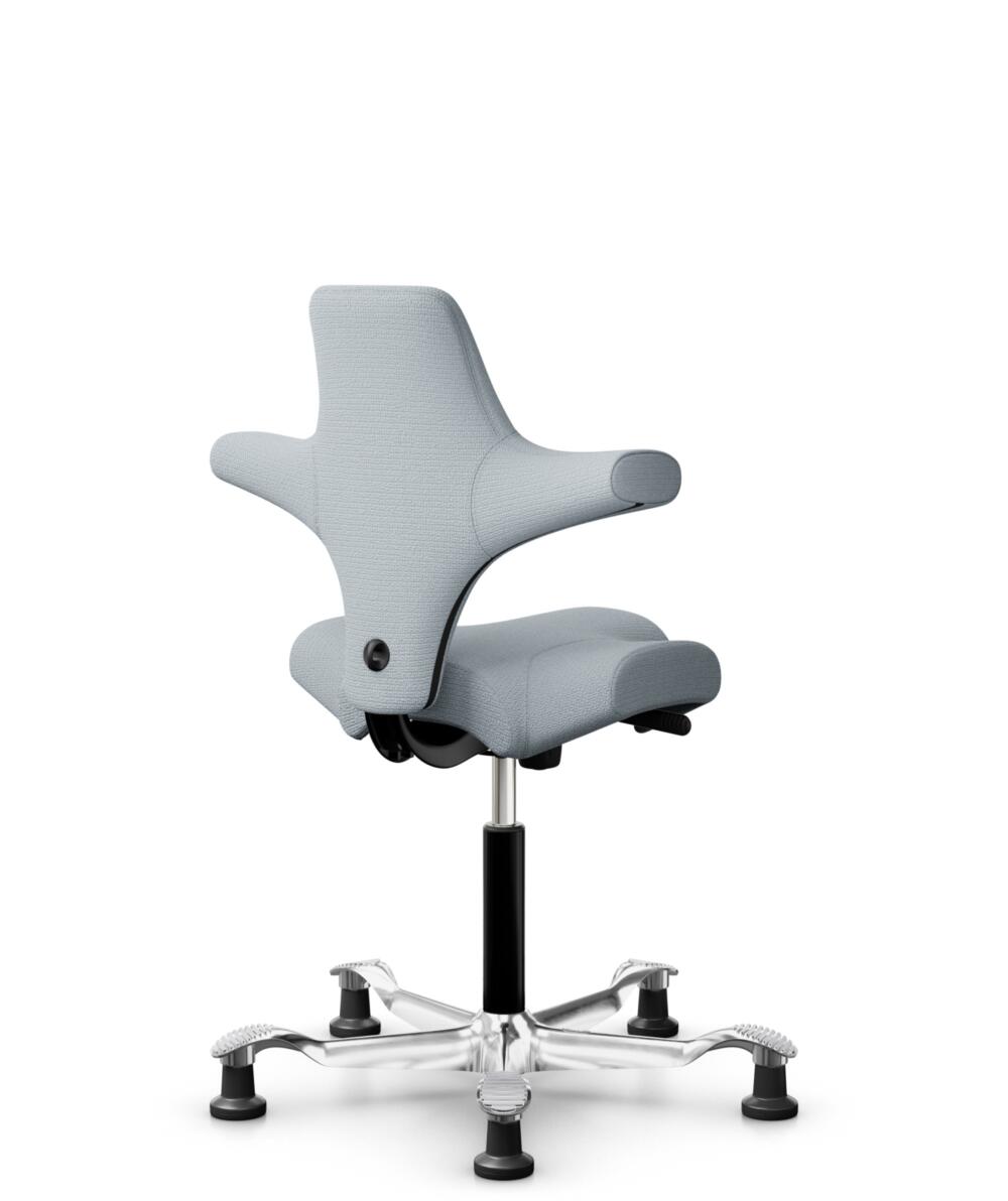 HÅG Capisco 8106 - Sirdal (GU) - Wol - SRD120 Light grey - Framekleur - Zwart - Gasveer - 150 mm (Zithoogte 40-55cm) - Vloercontact - Glijdoppen - Voetenring - Nee, geen voetenring - Voetster - Ja, voetster in gepolijst aluminium - 3