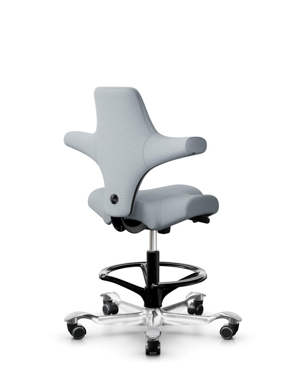 HÅG Capisco 8106 - Sirdal (GU) - Wol - SRD120 Light grey - Framekleur - Zwart - Gasveer - 200 mm (Zithoogte 46-64cm) - Vloercontact - Harde wielen t.b.v. zachte vloeren - Voetenring - Ja, in framekleur - Voetster - Ja, voetster in gepolijst aluminium - 3