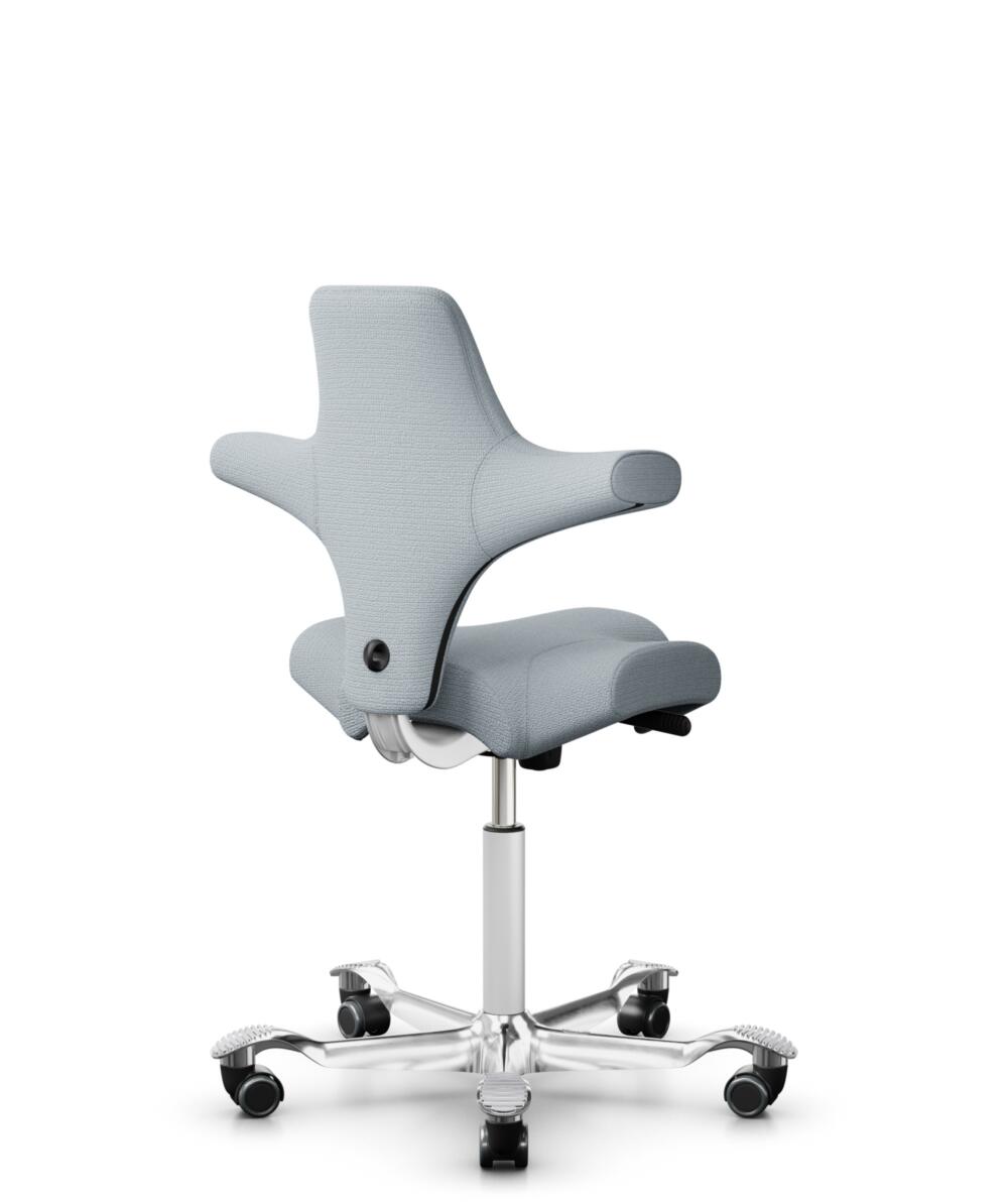 HÅG Capisco 8106 - Sirdal (GU) - Wol - SRD120 Light grey - Framekleur - Wit - Gasveer - 200 mm (Zithoogte 46-64cm) - Vloercontact - Harde wielen t.b.v. zachte vloeren - Voetenring - Nee, geen voetenring - Voetster - Ja, voetster in gepolijst aluminium - 3