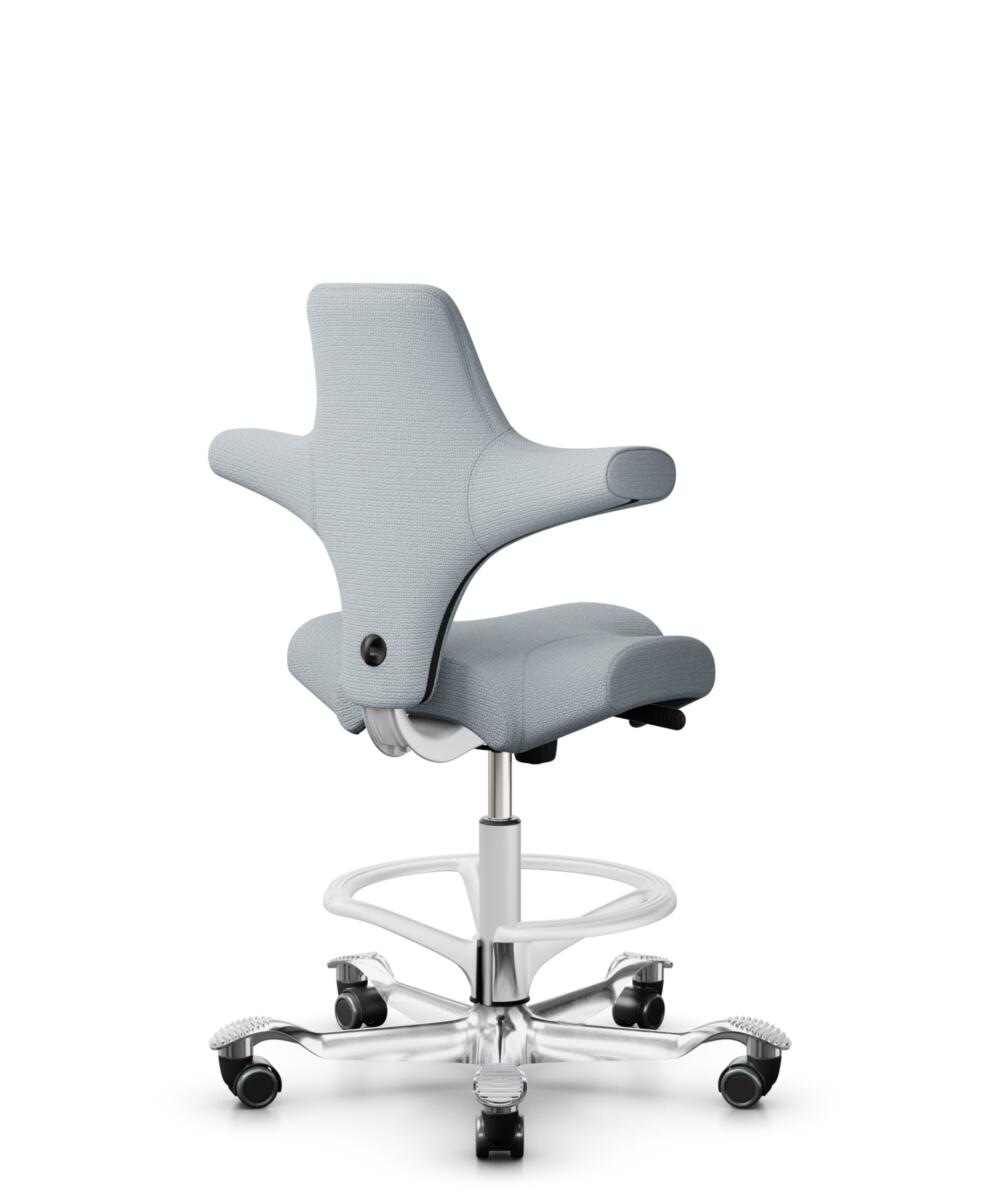 HÅG Capisco 8106 - Sirdal (GU) - Wol - SRD120 Light grey - Framekleur - Wit - Gasveer - 200 mm (Zithoogte 46-64cm) - Vloercontact - Harde wielen t.b.v. zachte vloeren - Voetenring - Ja, in framekleur - Voetster - Ja, voetster in gepolijst aluminium - 3