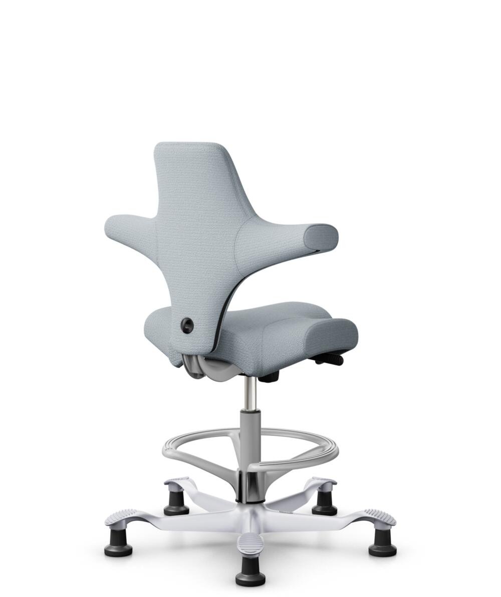 HÅG Capisco 8106 - Sirdal (GU) - Wol - SRD120 Light grey - Framekleur - Zilver - Gasveer - 265 mm (Zithoogte 53-79cm) - Vloercontact - Glijdoppen - Voetenring - Ja, in framekleur - Voetster - Nee, voetster in framekleur - 3