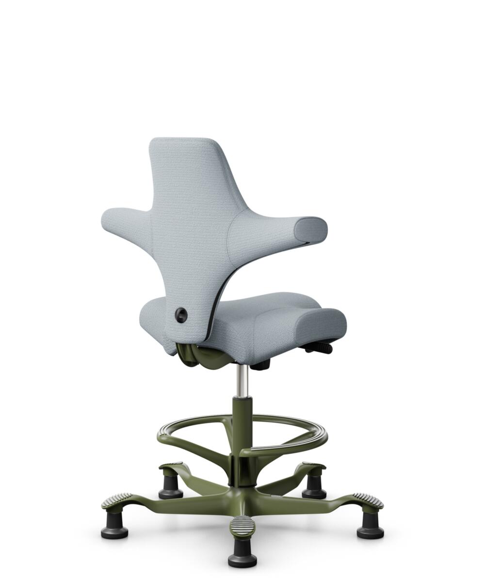 HÅG Capisco 8106 - Sirdal (GU) - Wol - SRD120 Light grey - Framekleur - Moss Grey - Gasveer - 200 mm (Zithoogte 46-64cm) - Vloercontact - Glijdoppen - Voetenring - Ja, in framekleur - Voetster - Nee, voetster in framekleur - 3