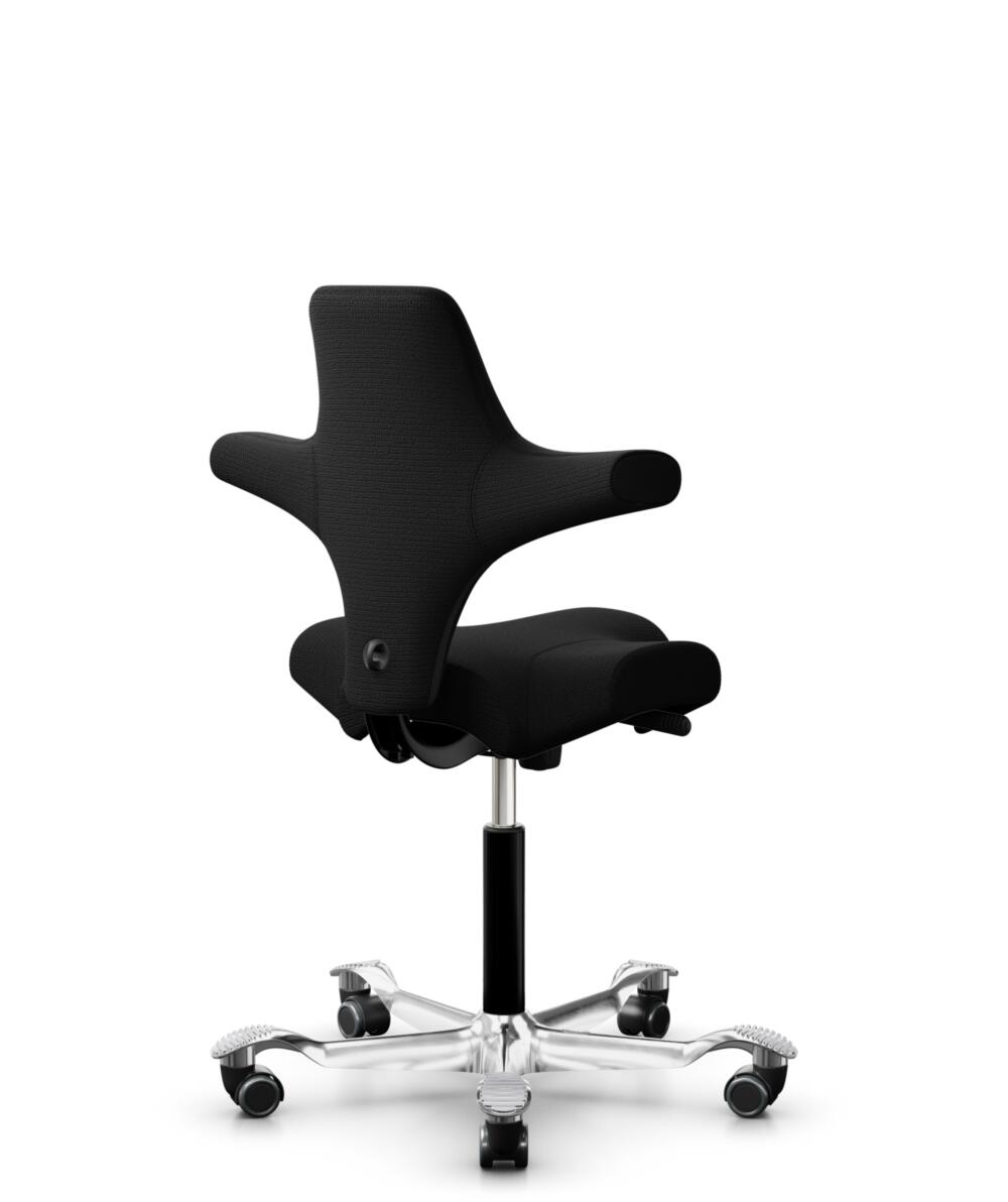 HÅG Capisco 8106 - Sirdal (GU) - Wol - SRD190 Black - Framekleur - Zwart - Gasveer - 150 mm (Zithoogte 40-55cm) - Vloercontact - Zachte wielen t.b.v. harde vloeren - Voetenring - Nee, geen voetenring - Voetster - Ja, voetster in gepolijst aluminium - 3