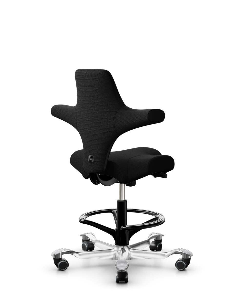 HÅG Capisco 8106 - Sirdal (GU) - Wol - SRD190 Black - Framekleur - Zwart - Gasveer - 265 mm (Zithoogte 53-79cm) - Vloercontact - Harde wielen t.b.v. zachte vloeren - Voetenring - Ja, in framekleur - Voetster - Ja, voetster in gepolijst aluminium - 3