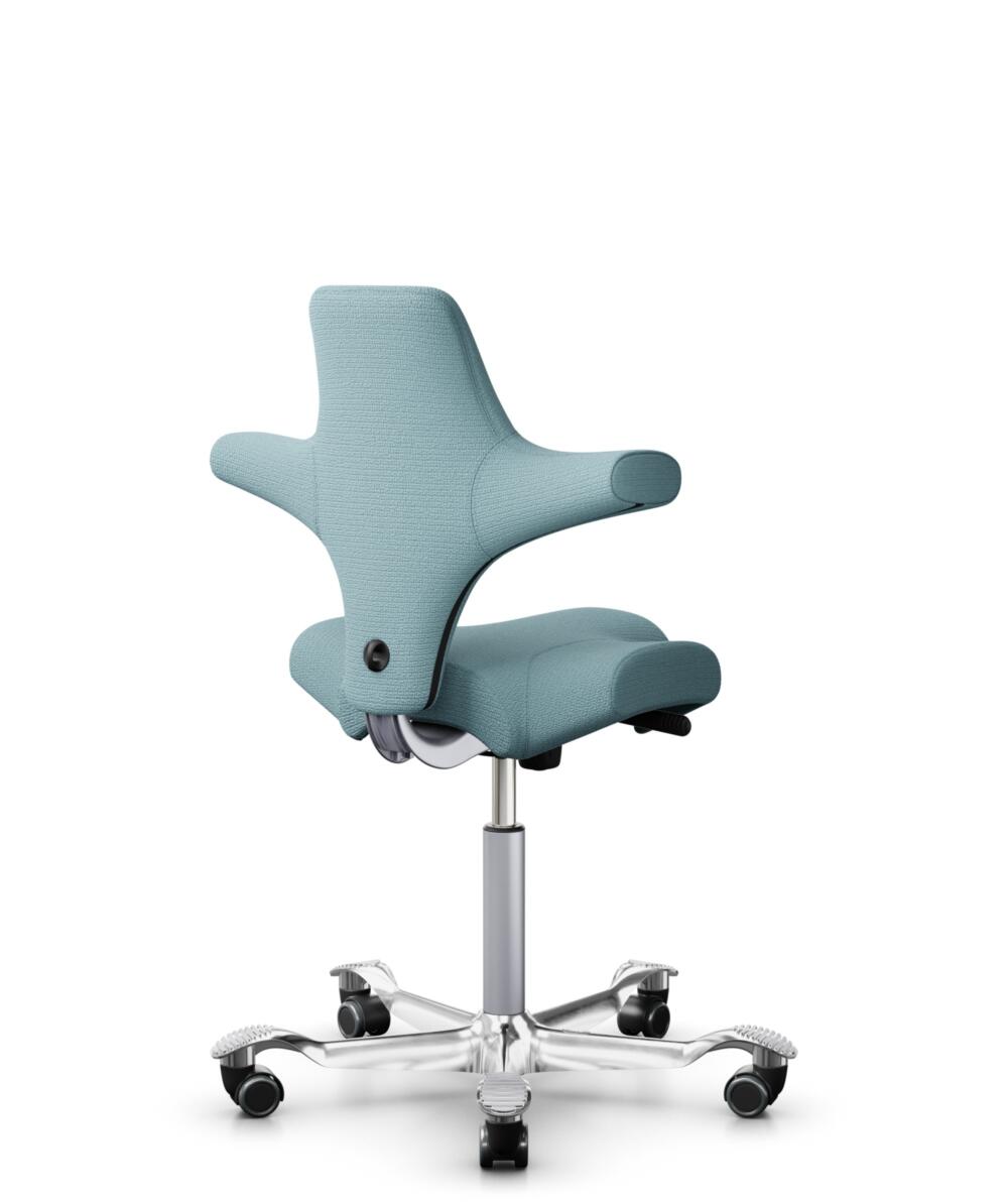 HÅG Capisco 8106 - Sirdal (GU) - Wol - SRD730 Blue - Framekleur - Zilver - Gasveer - 150 mm (Zithoogte 40-55cm) - Vloercontact - Harde wielen t.b.v. zachte vloeren - Voetenring - Nee, geen voetenring - Voetster - Ja, voetster in gepolijst aluminium - 3