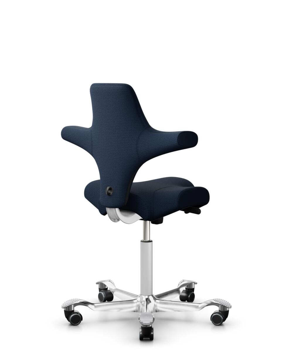 HÅG Capisco 8106 - Sirdal (GU) - Wol - SRD780 Dark blue - Framekleur - Wit - Gasveer - 265 mm (Zithoogte 53-79cm) - Vloercontact - Harde wielen t.b.v. zachte vloeren - Voetenring - Nee, geen voetenring - Voetster - Ja, voetster in gepolijst aluminium - 3