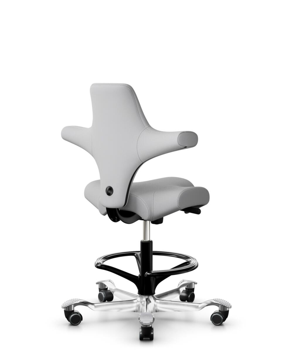 HÅG Capisco 8106 - Steelcut Trio 3 (Kvadrat) - Wol / Polyamide - STT133 - Light grey - Framekleur - Zwart - Gasveer - 200 mm (Zithoogte 46-64cm) - Vloercontact - Harde wielen t.b.v. zachte vloeren - Voetenring - Ja, in framekleur - Voetster - Ja, voets... - 3