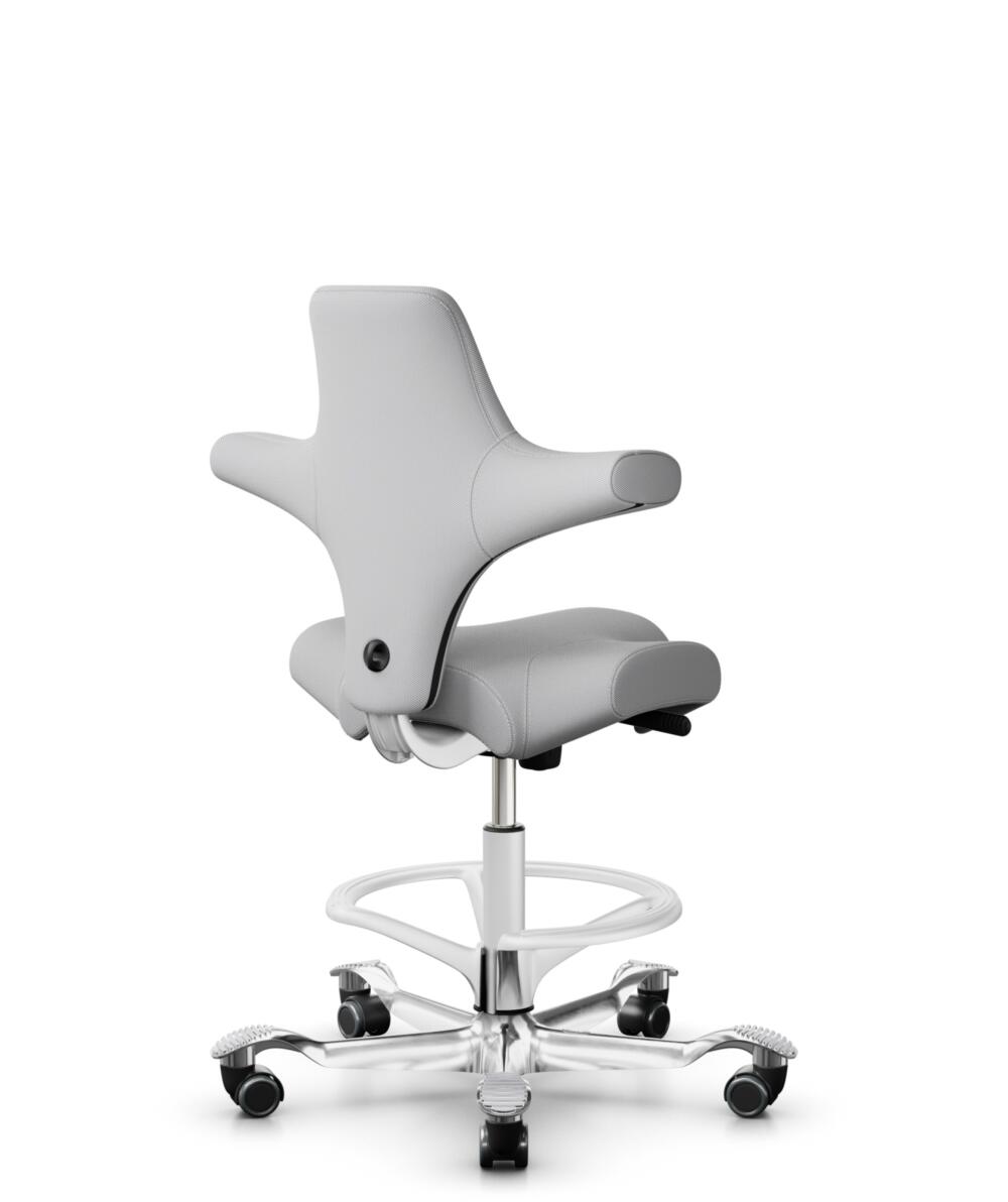 HÅG Capisco 8106 - Steelcut Trio 3 (Kvadrat) - Wol / Polyamide - STT133 - Light grey - Framekleur - Wit - Gasveer - 265 mm (Zithoogte 53-79cm) - Vloercontact - Zachte wielen t.b.v. harde vloeren - Voetenring - Ja, in framekleur - Voetster - Ja, voetste... - 3