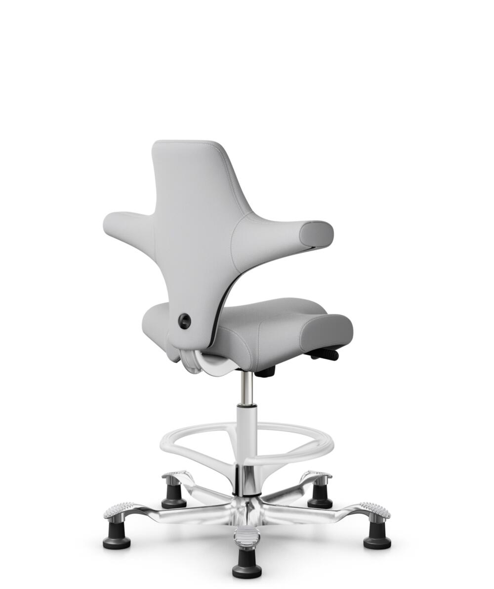 HÅG Capisco 8106 - Steelcut Trio 3 (Kvadrat) - Wol / Polyamide - STT133 - Light grey - Framekleur - Wit - Gasveer - 265 mm (Zithoogte 53-79cm) - Vloercontact - Glijdoppen - Voetenring - Ja, in framekleur - Voetster - Ja, voetster in gepolijst aluminium - 3