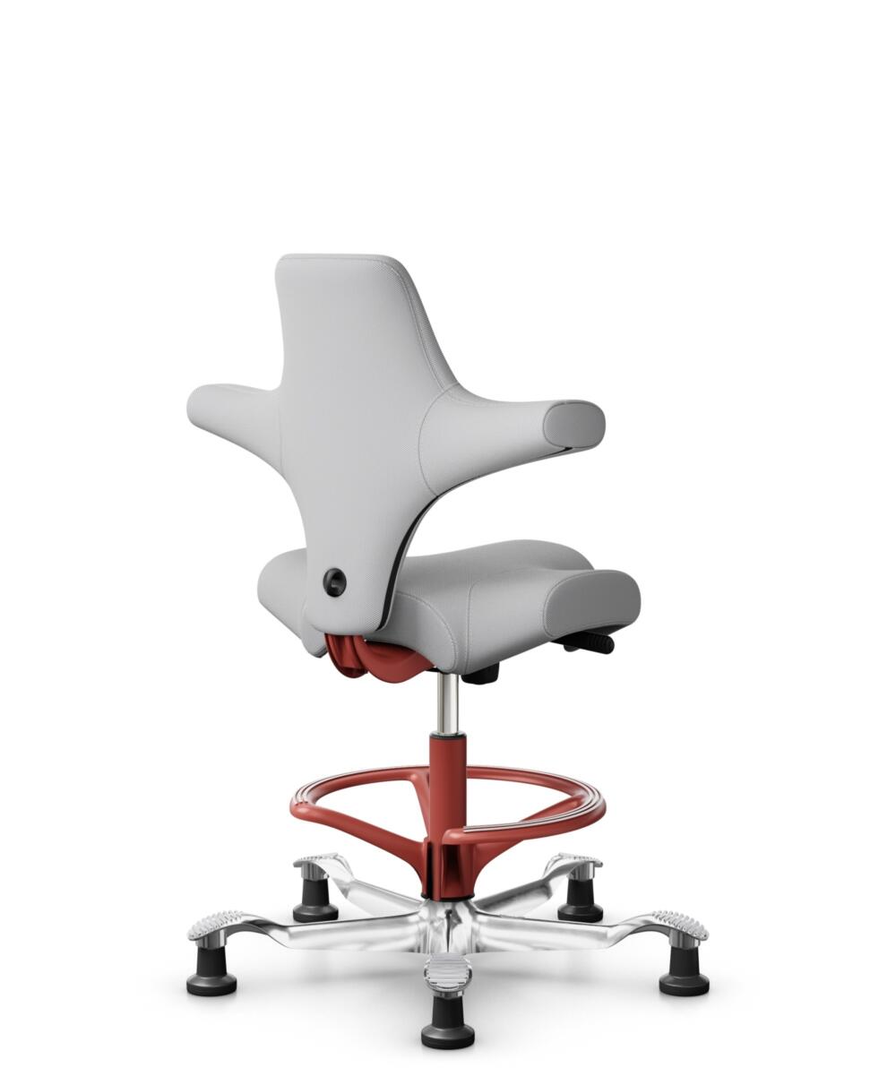 HÅG Capisco 8106 - Steelcut Trio 3 (Kvadrat) - Wol / Polyamide - STT133 - Light grey - Framekleur - Blush Rose - Gasveer - 265 mm (Zithoogte 53-79cm) - Vloercontact - Glijdoppen - Voetenring - Ja, in framekleur - Voetster - Ja, voetster in gepolijst al... - 3