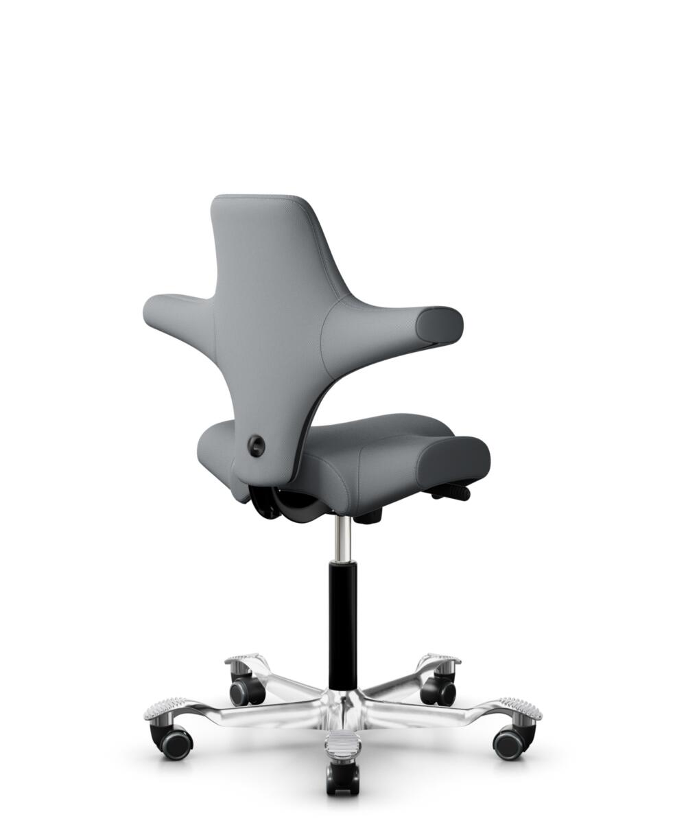 HÅG Capisco 8106 - Steelcut Trio 3 (Kvadrat) - Wol / Polyamide - STT153 - Grey - Framekleur - Zwart - Gasveer - 265 mm (Zithoogte 53-79cm) - Vloercontact - Zachte wielen t.b.v. harde vloeren - Voetenring - Nee, geen voetenring - Voetster - Ja, voetster... - 3