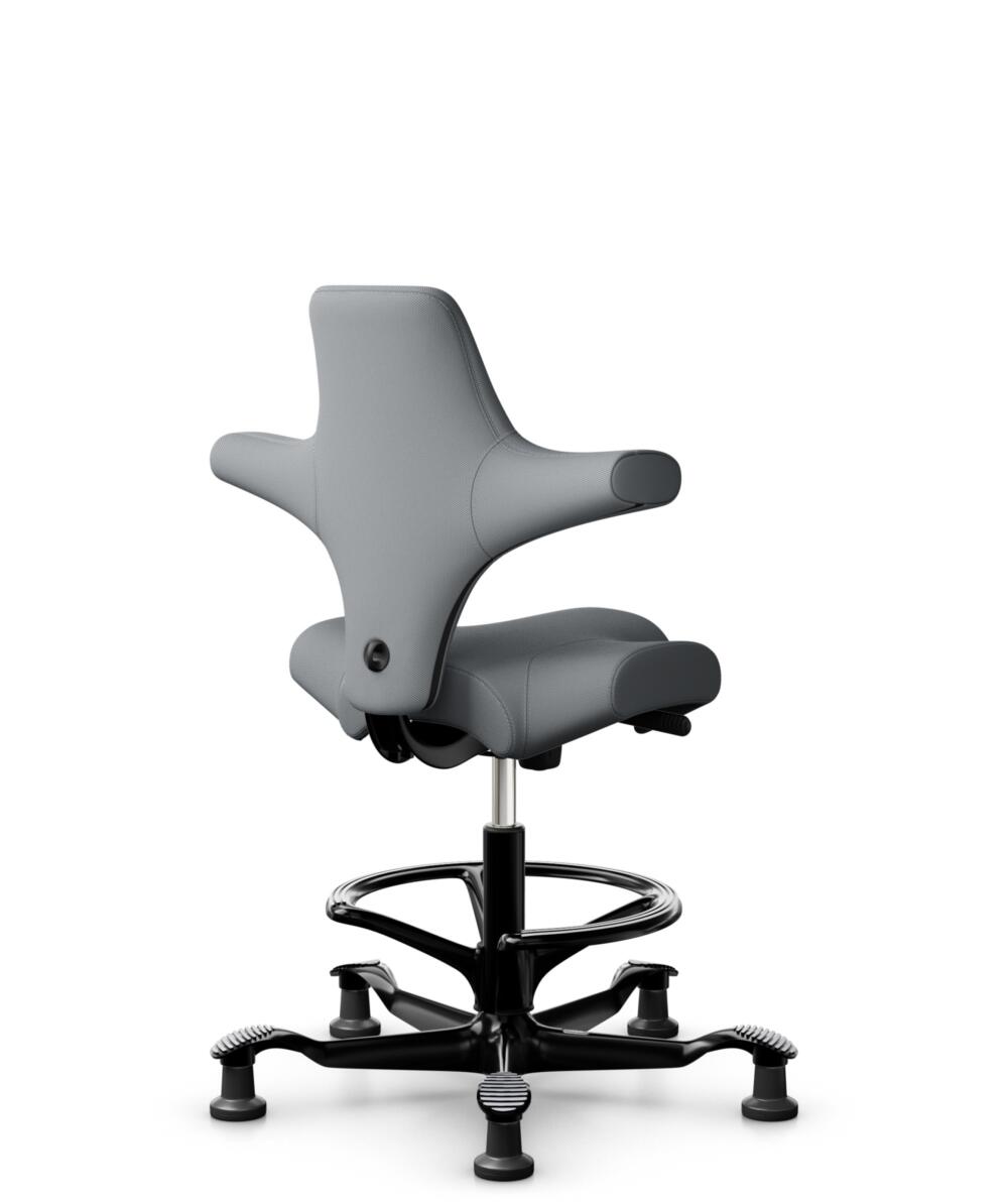HÅG Capisco 8106 - Steelcut Trio 3 (Kvadrat) - Wol / Polyamide - STT153 - Grey - Framekleur - Zwart - Gasveer - 265 mm (Zithoogte 53-79cm) - Vloercontact - Glijdoppen - Voetenring - Ja, in framekleur - Voetster - Nee, voetster in framekleur - 3