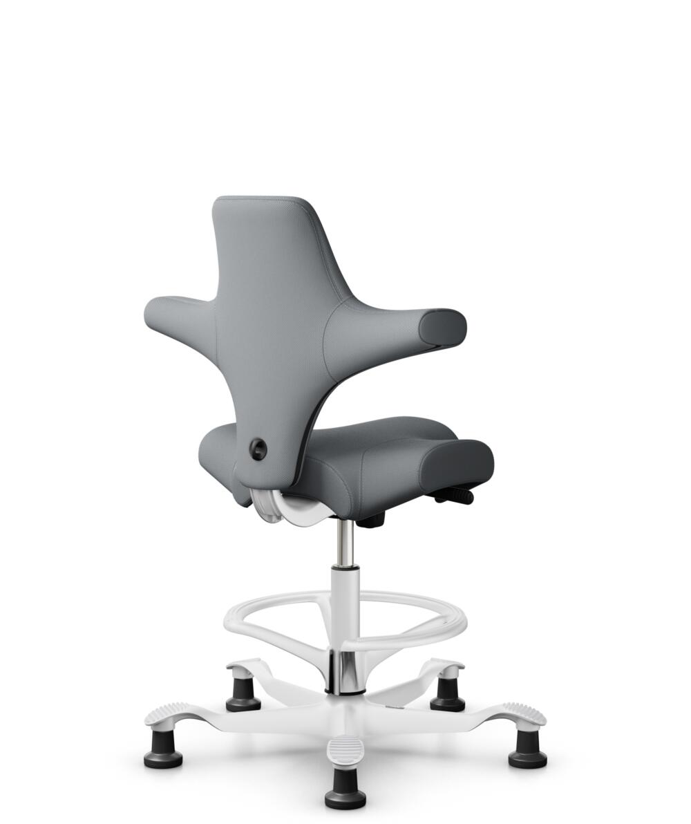 HÅG Capisco 8106 - Steelcut Trio 3 (Kvadrat) - Wol / Polyamide - STT153 - Grey - Framekleur - Wit - Gasveer - 200 mm (Zithoogte 46-64cm) - Vloercontact - Glijdoppen - Voetenring - Ja, in framekleur - Voetster - Nee, voetster in framekleur - 3