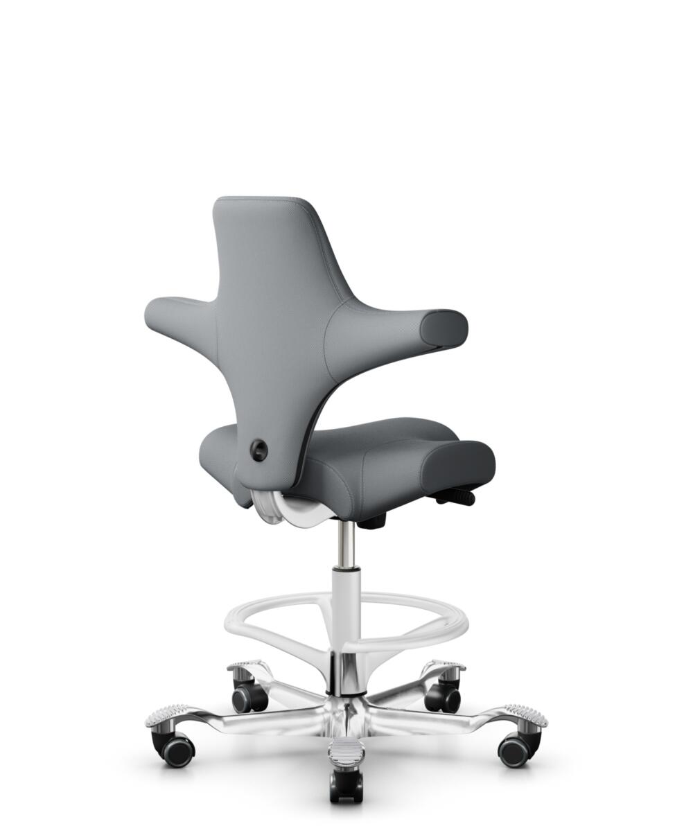 HÅG Capisco 8106 - Steelcut Trio 3 (Kvadrat) - Wol / Polyamide - STT153 - Grey - Framekleur - Wit - Gasveer - 265 mm (Zithoogte 53-79cm) - Vloercontact - Zachte wielen t.b.v. harde vloeren - Voetenring - Ja, in framekleur - Voetster - Ja, voetster in g... - 3
