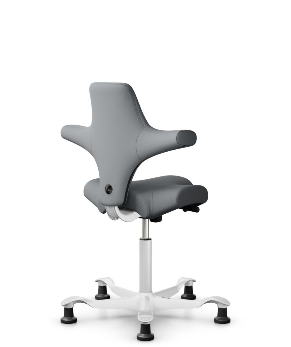 HÅG Capisco 8106 - Steelcut Trio 3 (Kvadrat) - Wol / Polyamide - STT153 - Grey - Framekleur - Wit - Gasveer - 265 mm (Zithoogte 53-79cm) - Vloercontact - Glijdoppen - Voetenring - Nee, geen voetenring - Voetster - Nee, voetster in framekleur - 3