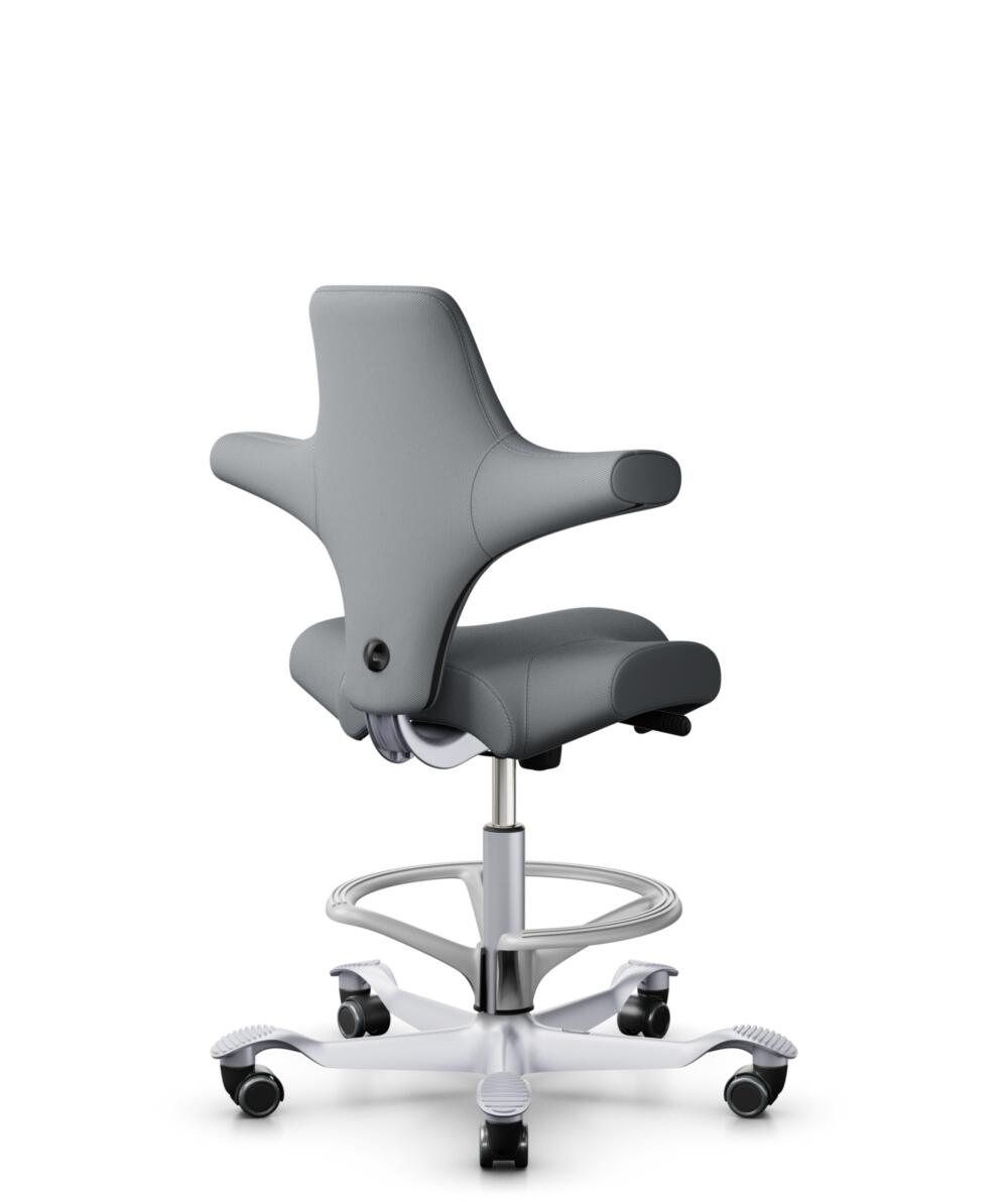 HÅG Capisco 8106 - Steelcut Trio 3 (Kvadrat) - Wol / Polyamide - STT153 - Grey - Framekleur - Zilver - Gasveer - 200 mm (Zithoogte 46-64cm) - Vloercontact - Harde wielen t.b.v. zachte vloeren - Voetenring - Ja, in framekleur - Voetster - Nee, voetster ... - 1