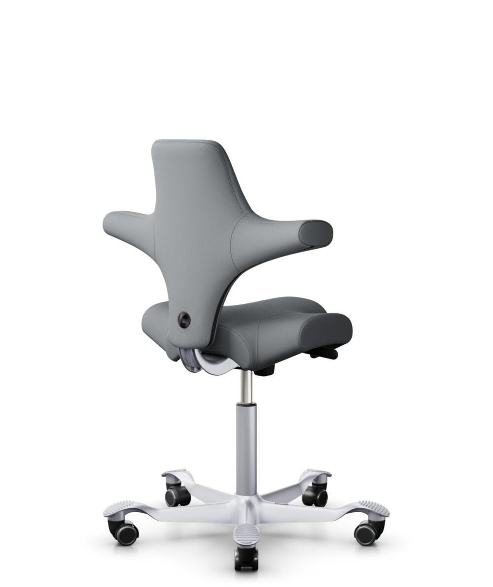 HÅG Capisco 8106 - Steelcut Trio 3 (Kvadrat) - Wol / Polyamide - STT153 - Grey - Framekleur - Zilver - Gasveer - 200 mm (Zithoogte 46-64cm) - Vloercontact - Zachte wielen t.b.v. harde vloeren - Voetenring - Nee, geen voetenring - Voetster - Nee, voetst... - 3