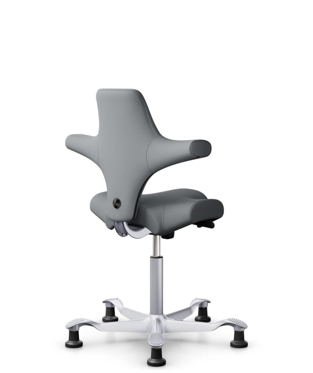 HÅG Capisco 8106 - Steelcut Trio 3 (Kvadrat) - Wol / Polyamide - STT153 - Grey - Framekleur - Zilver - Gasveer - 200 mm (Zithoogte 46-64cm) - Vloercontact - Glijdoppen - Voetenring - Nee, geen voetenring - Voetster - Nee, voetster in framekleur - 3