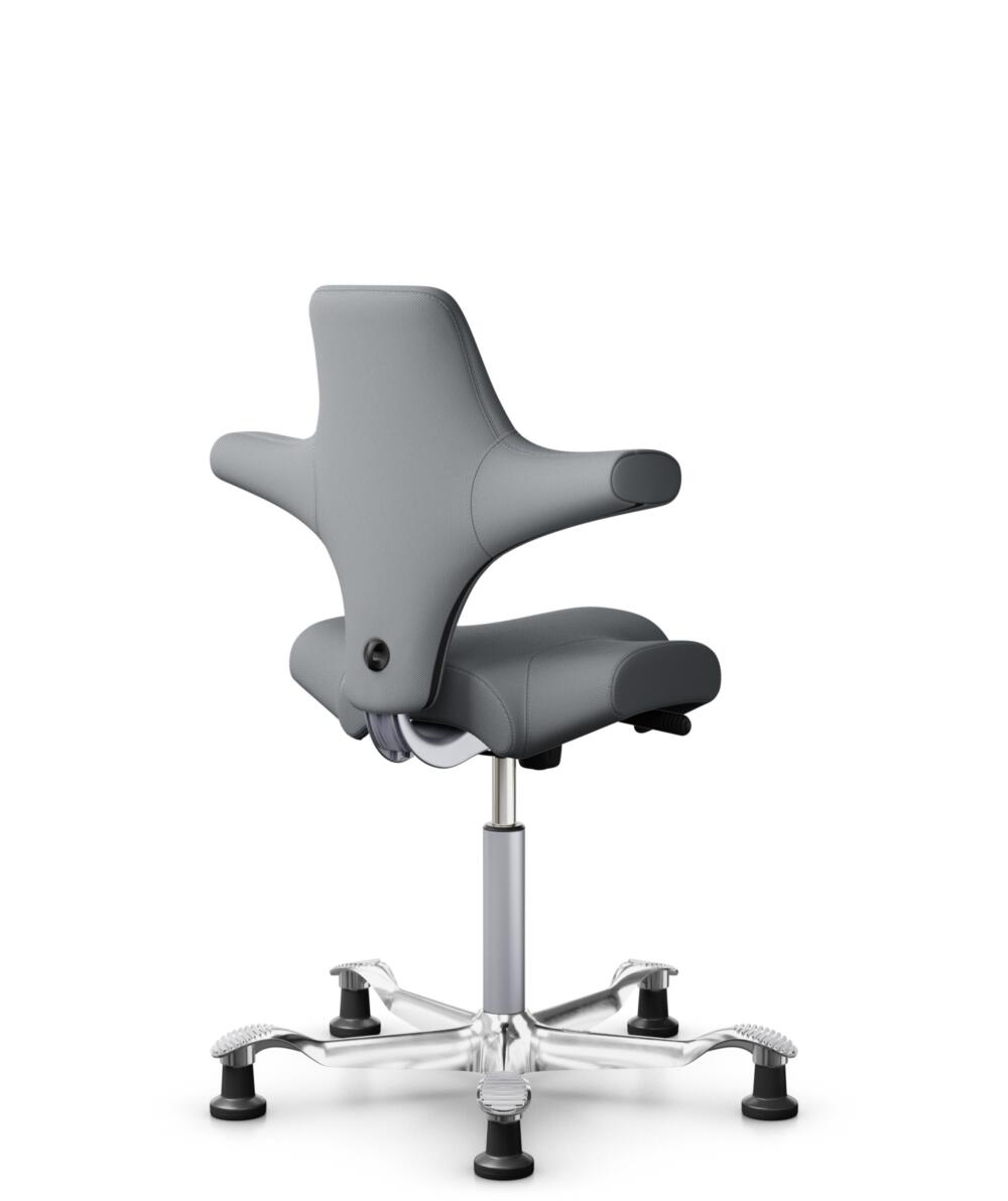 HÅG Capisco 8106 - Steelcut Trio 3 (Kvadrat) - Wol / Polyamide - STT153 - Grey - Framekleur - Zilver - Gasveer - 200 mm (Zithoogte 46-64cm) - Vloercontact - Glijdoppen - Voetenring - Nee, geen voetenring - Voetster - Ja, voetster in gepolijst aluminium - 3