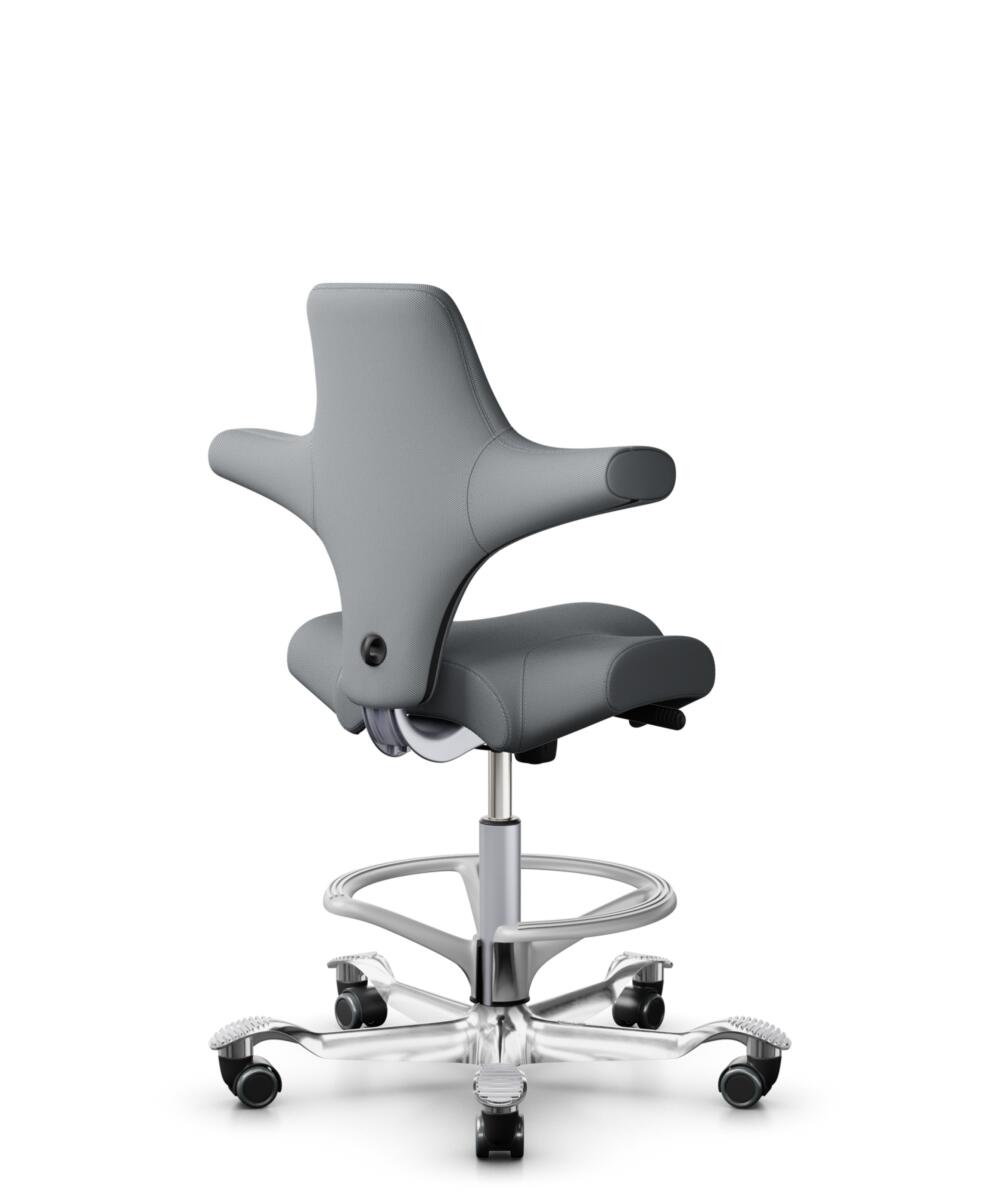 HÅG Capisco 8106 - Steelcut Trio 3 (Kvadrat) - Wol / Polyamide - STT153 - Grey - Framekleur - Zilver - Gasveer - 265 mm (Zithoogte 53-79cm) - Vloercontact - Zachte wielen t.b.v. harde vloeren - Voetenring - Ja, in framekleur - Voetster - Ja, voetster i... - 3