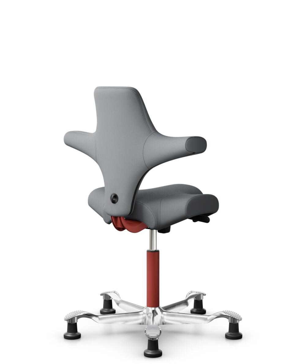 HÅG Capisco 8106 - Steelcut Trio 3 (Kvadrat) - Wol / Polyamide - STT153 - Grey - Framekleur - Blush Rose - Gasveer - 200 mm (Zithoogte 46-64cm) - Vloercontact - Glijdoppen - Voetenring - Nee, geen voetenring - Voetster - Ja, voetster in gepolijst alumi... - 3