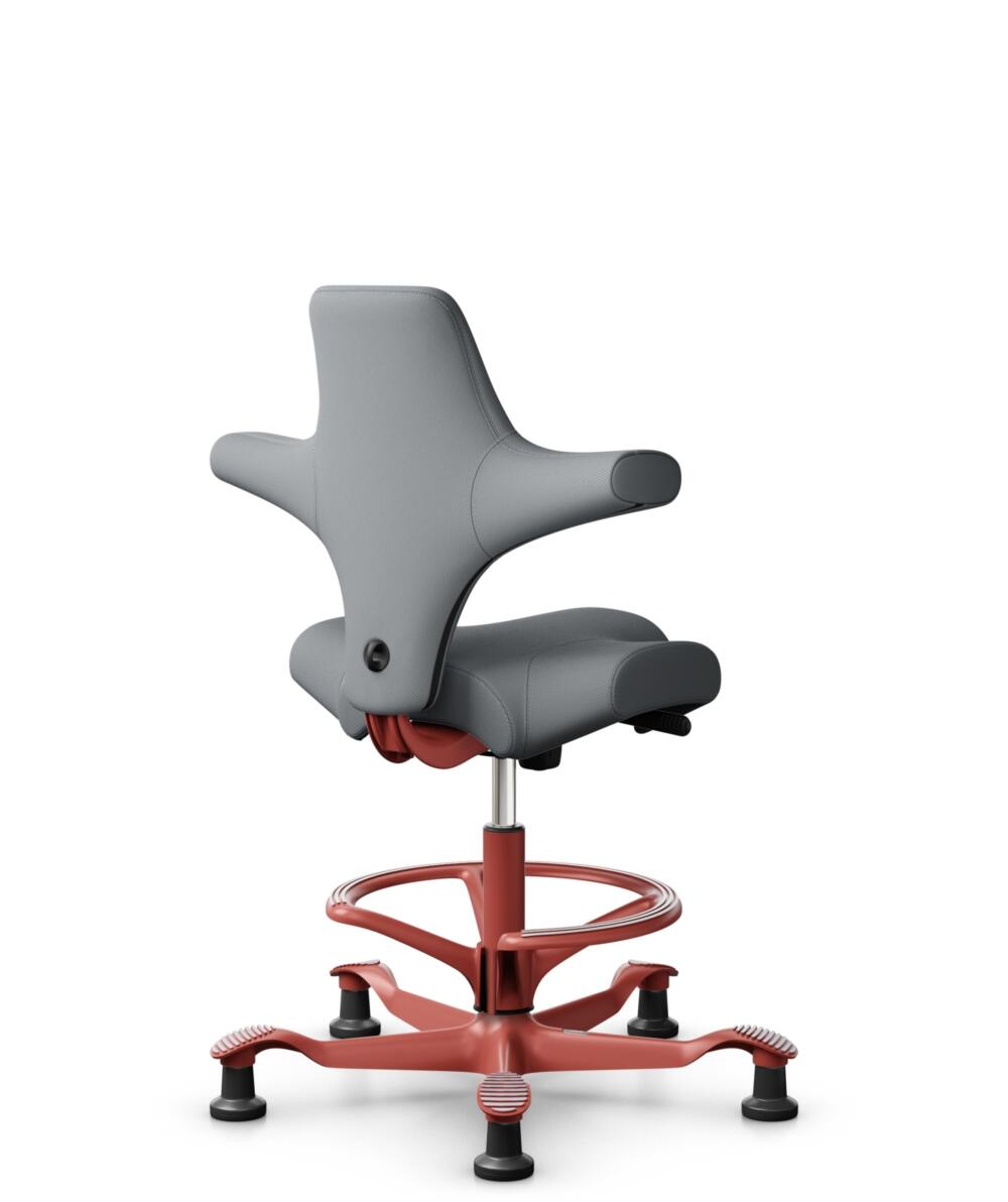 HÅG Capisco 8106 - Steelcut Trio 3 (Kvadrat) - Wol / Polyamide - STT153 - Grey - Framekleur - Blush Rose - Gasveer - 265 mm (Zithoogte 53-79cm) - Vloercontact - Glijdoppen - Voetenring - Ja, in framekleur - Voetster - Nee, voetster in framekleur - 3