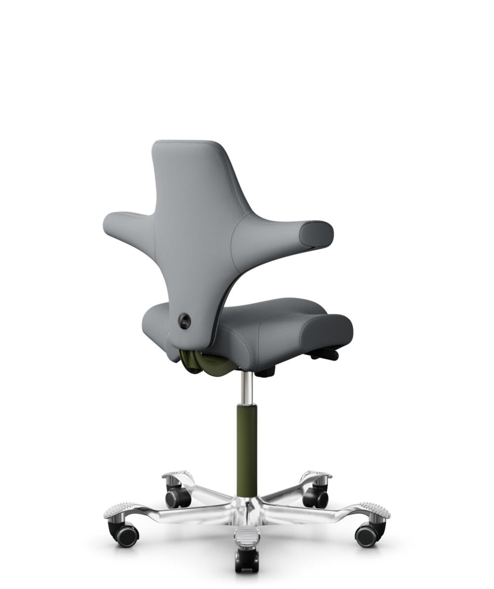 HÅG Capisco 8106 - Steelcut Trio 3 (Kvadrat) - Wol / Polyamide - STT153 - Grey - Framekleur - Moss Grey - Gasveer - 150 mm (Zithoogte 40-55cm) - Vloercontact - Harde wielen t.b.v. zachte vloeren - Voetenring - Nee, geen voetenring - Voetster - Ja, voet... - 3