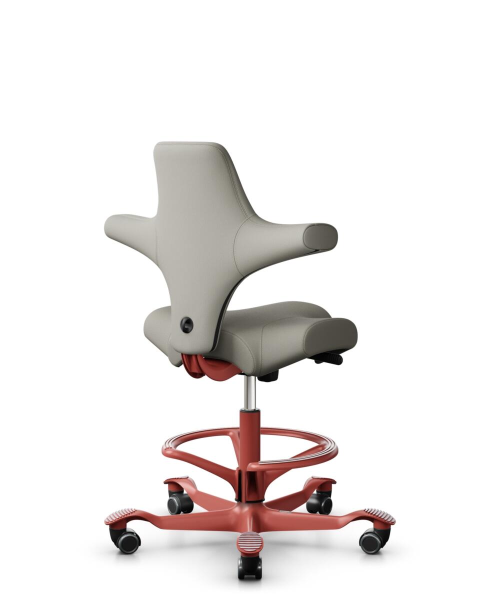 HÅG Capisco 8106 - Steelcut Trio 3 (Kvadrat) - Wol / Polyamide - STT253 - Beige-grey - Framekleur - Blush Rose - Gasveer - 265 mm (Zithoogte 53-79cm) - Vloercontact - Zachte wielen t.b.v. harde vloeren - Voetenring - Ja, in framekleur - Voetster - Nee,... - 2