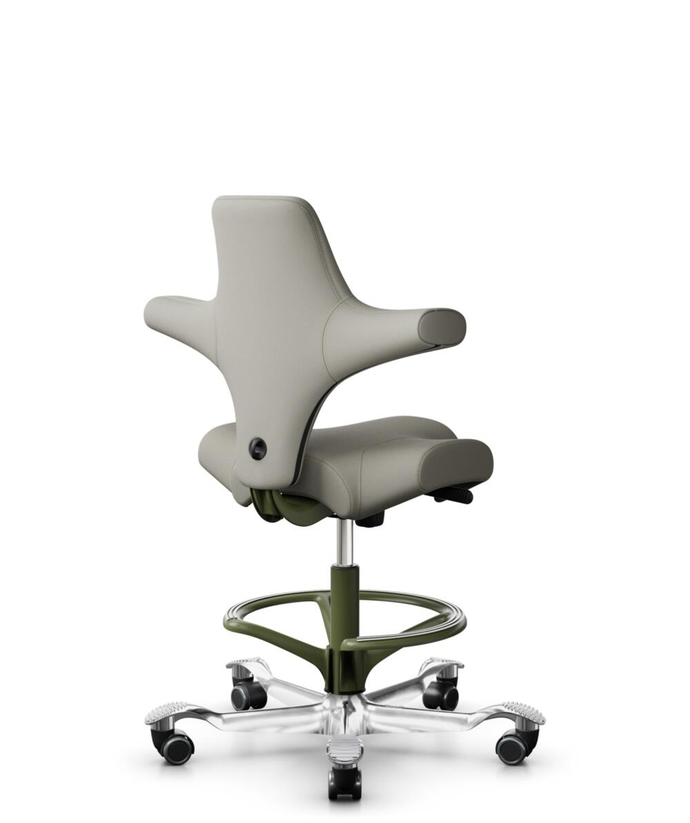 HÅG Capisco 8106 - Steelcut Trio 3 (Kvadrat) - Wol / Polyamide - STT253 - Beige-grey - Framekleur - Moss Grey - Gasveer - 200 mm (Zithoogte 46-64cm) - Vloercontact - Zachte wielen t.b.v. harde vloeren - Voetenring - Ja, in framekleur - Voetster - Ja, v... - 2