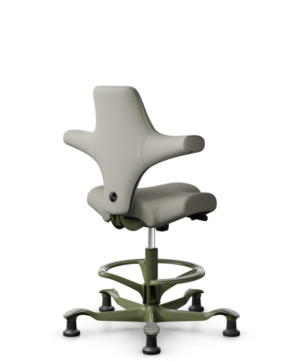 HÅG Capisco 8106 - Steelcut Trio 3 (Kvadrat) - Wol / Polyamide - STT253 - Beige-grey - Framekleur - Moss Grey - Gasveer - 200 mm (Zithoogte 46-64cm) - Vloercontact - Glijdoppen - Voetenring - Ja, in framekleur - Voetster - Nee, voetster in framekleur - 3
