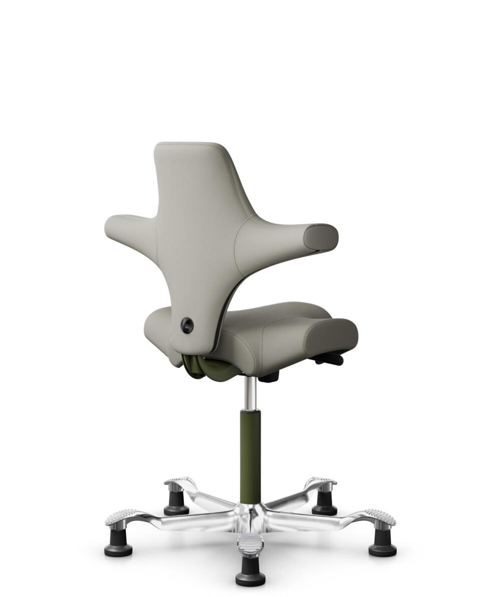 HÅG Capisco 8106 - Steelcut Trio 3 (Kvadrat) - Wol / Polyamide - STT253 - Beige-grey - Framekleur - Moss Grey - Gasveer - 265 mm (Zithoogte 53-79cm) - Vloercontact - Glijdoppen - Voetenring - Nee, geen voetenring - Voetster - Ja, voetster in gepolijst ... - 3