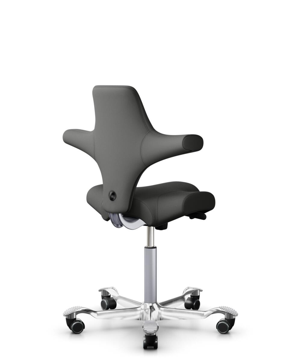 HÅG Capisco 8106 - Steelcut Trio 3 (Kvadrat) - Wol / Polyamide - STT383 - Charcoal - Framekleur - Zilver - Gasveer - 150 mm (Zithoogte 40-55cm) - Vloercontact - Harde wielen t.b.v. zachte vloeren - Voetenring - Nee, geen voetenring - Voetster - Ja, voe... - 3