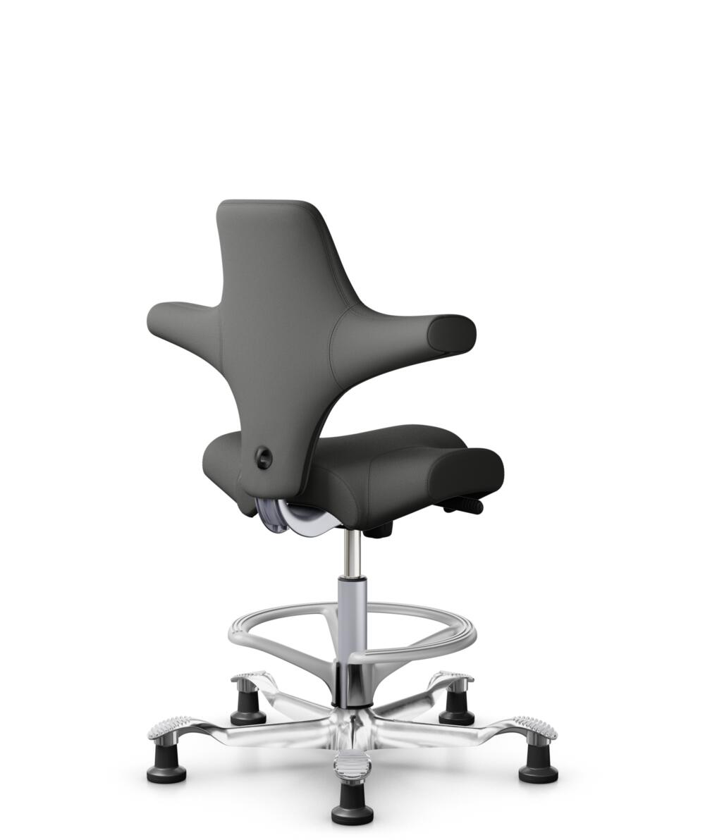 HÅG Capisco 8106 - Steelcut Trio 3 (Kvadrat) - Wol / Polyamide - STT383 - Charcoal - Framekleur - Zilver - Gasveer - 200 mm (Zithoogte 46-64cm) - Vloercontact - Glijdoppen - Voetenring - Ja, in framekleur - Voetster - Ja, voetster in gepolijst aluminium - 3