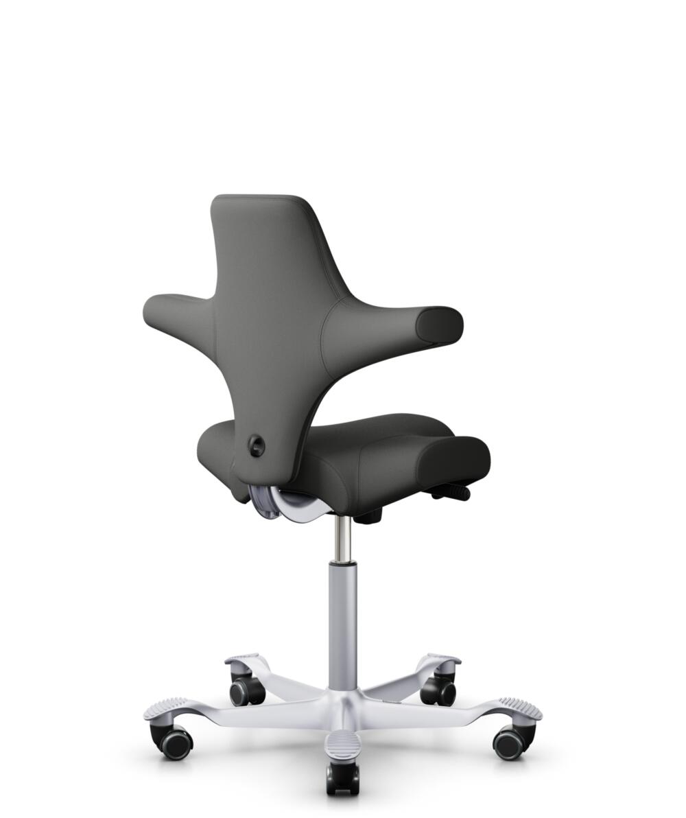 HÅG Capisco 8106 - Steelcut Trio 3 (Kvadrat) - Wol / Polyamide - STT383 - Charcoal - Framekleur - Zilver - Gasveer - 265 mm (Zithoogte 53-79cm) - Vloercontact - Harde wielen t.b.v. zachte vloeren - Voetenring - Nee, geen voetenring - Voetster - Nee, vo... - 3