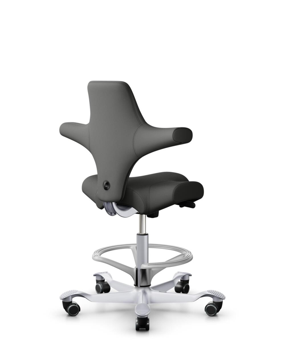 HÅG Capisco 8106 - Steelcut Trio 3 (Kvadrat) - Wol / Polyamide - STT383 - Charcoal - Framekleur - Zilver - Gasveer - 265 mm (Zithoogte 53-79cm) - Vloercontact - Harde wielen t.b.v. zachte vloeren - Voetenring - Ja, in framekleur - Voetster - Nee, voets... - 3