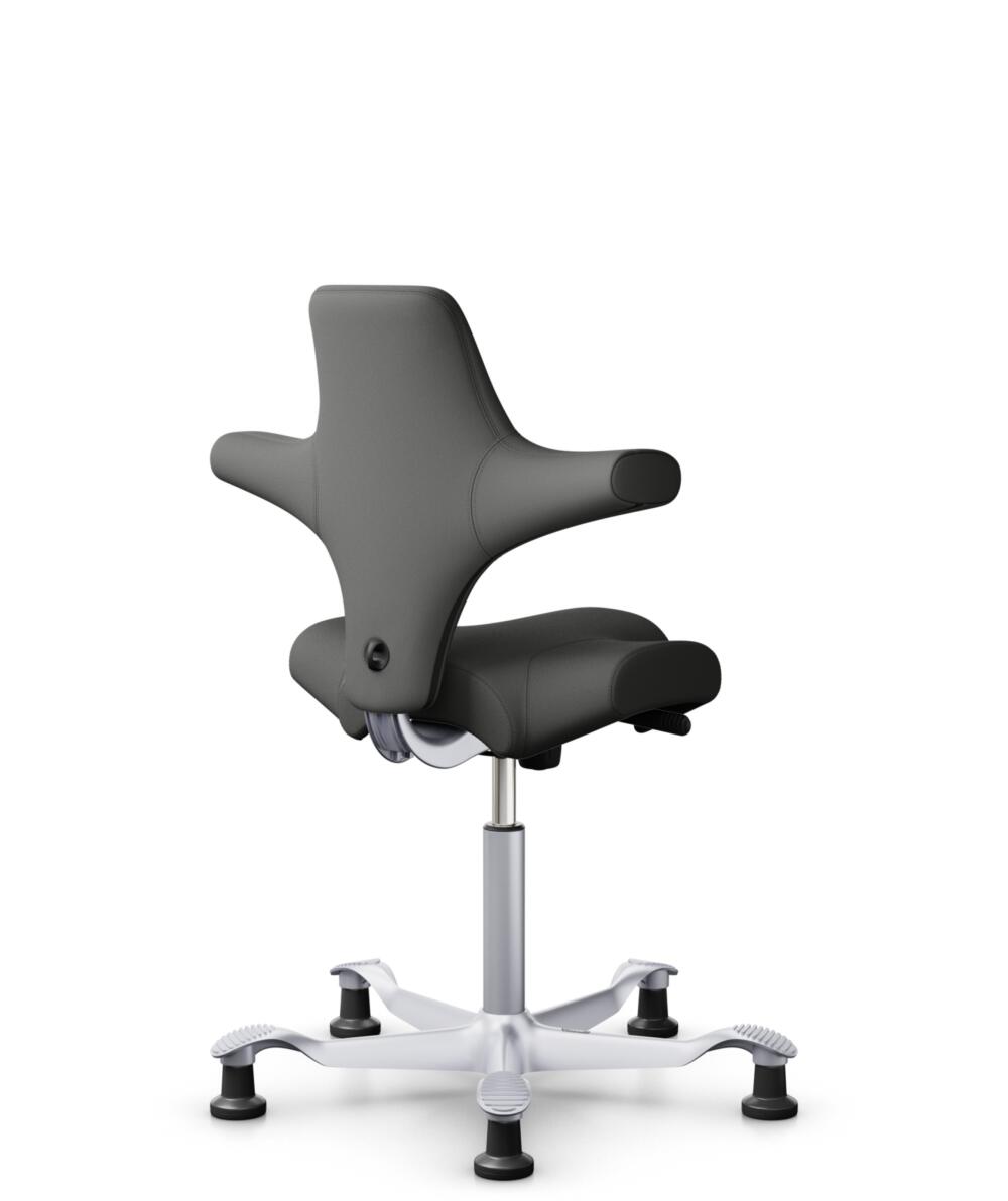 HÅG Capisco 8106 - Steelcut Trio 3 (Kvadrat) - Wol / Polyamide - STT383 - Charcoal - Framekleur - Zilver - Gasveer - 265 mm (Zithoogte 53-79cm) - Vloercontact - Glijdoppen - Voetenring - Nee, geen voetenring - Voetster - Nee, voetster in framekleur - 3