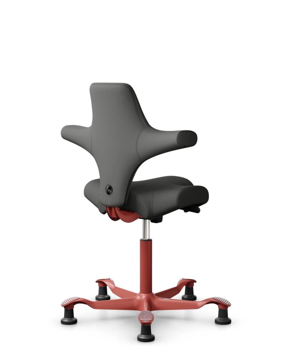 HÅG Capisco 8106 - Steelcut Trio 3 (Kvadrat) - Wol / Polyamide - STT383 - Charcoal - Framekleur - Blush Rose - Gasveer - 150 mm (Zithoogte 40-55cm) - Vloercontact - Glijdoppen - Voetenring - Nee, geen voetenring - Voetster - Nee, voetster in framekleur - 3